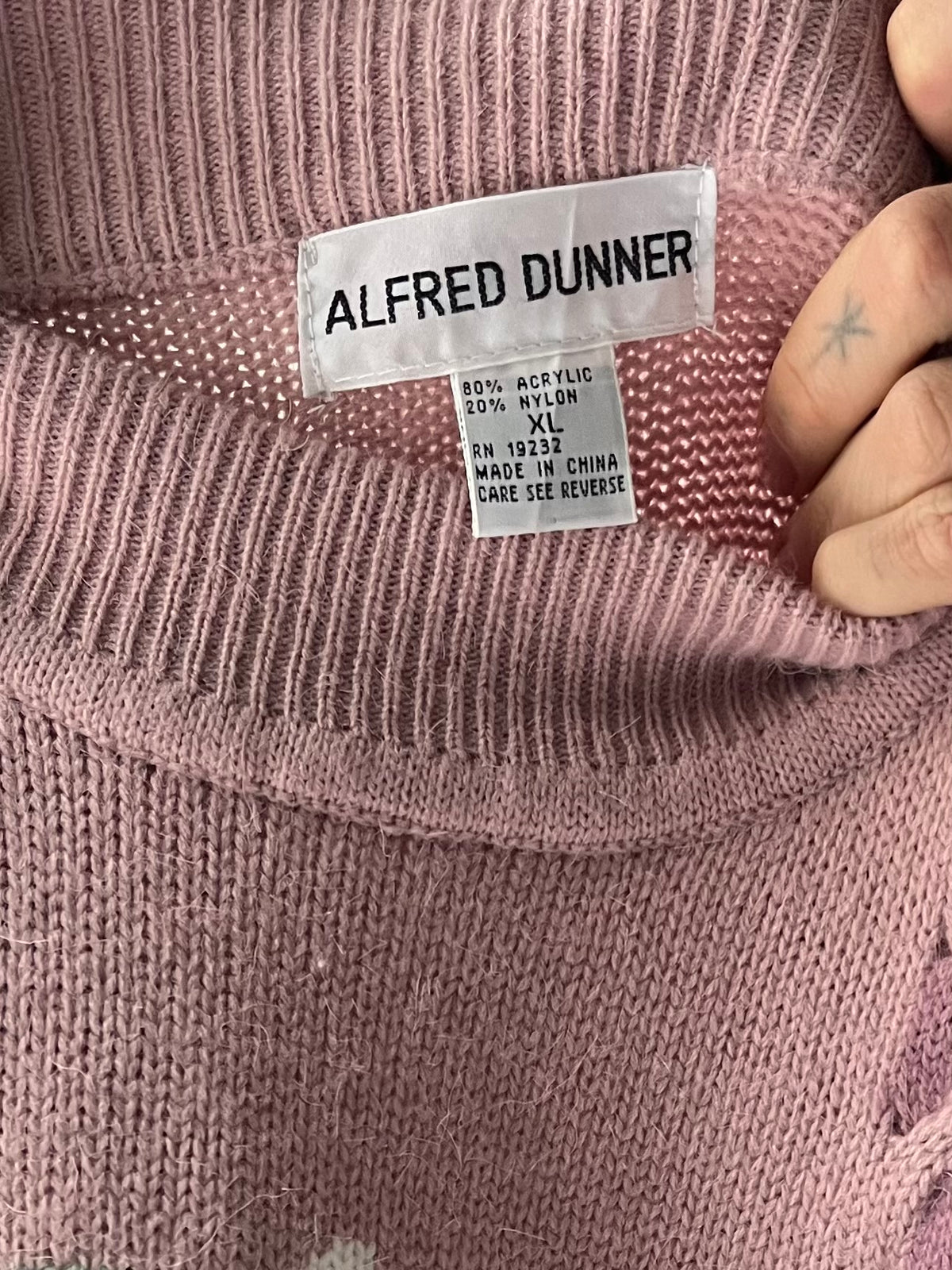 80s 'Alfred Dunner' Purple Bow Sweater / XL