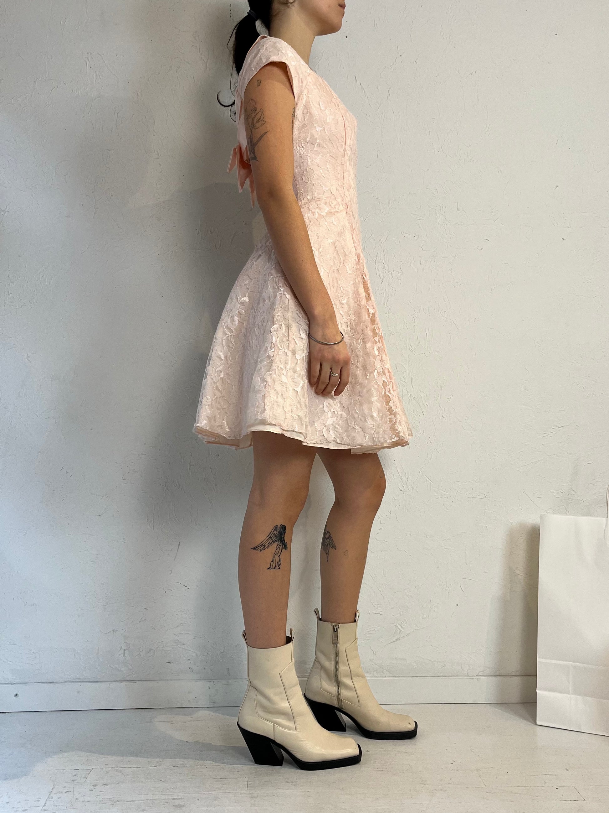 90s 'Steppin Out' Pink Lace Mini Dress / Small 90s 'Steppin Out' Pink Lace Mini Dress / Small