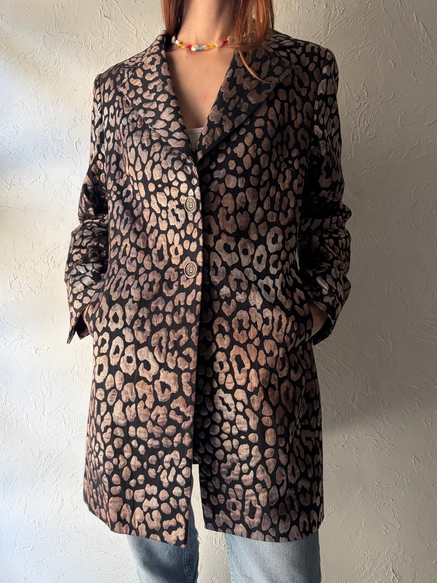 90s 'Frascara' Leopard Print Jacket / Large