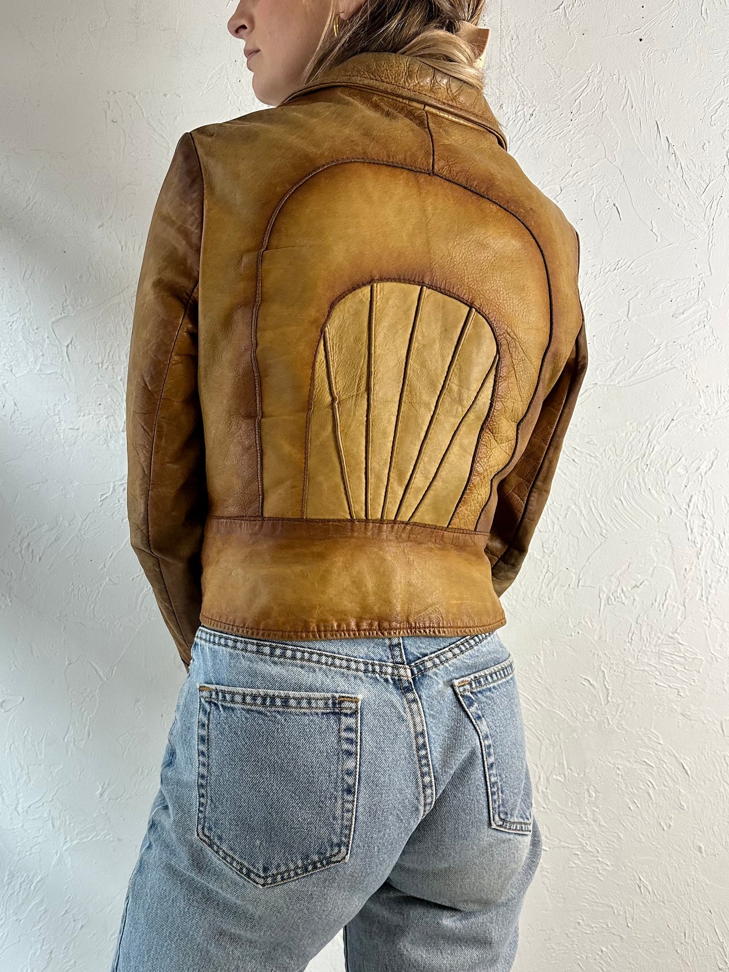 90s 'Leather Ranch' Distressed Leather Jacket / Small