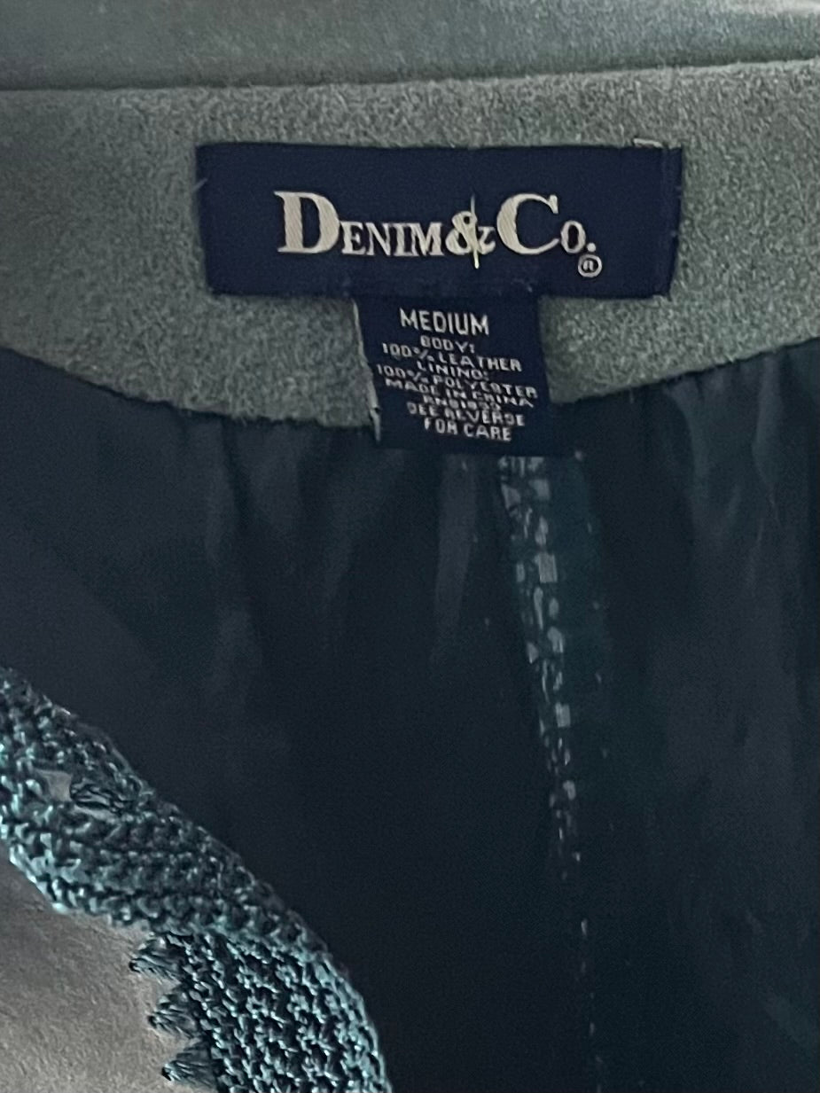 Y2k 'Denim & Co' Blue Suede Patchwork Jacket / Medium
