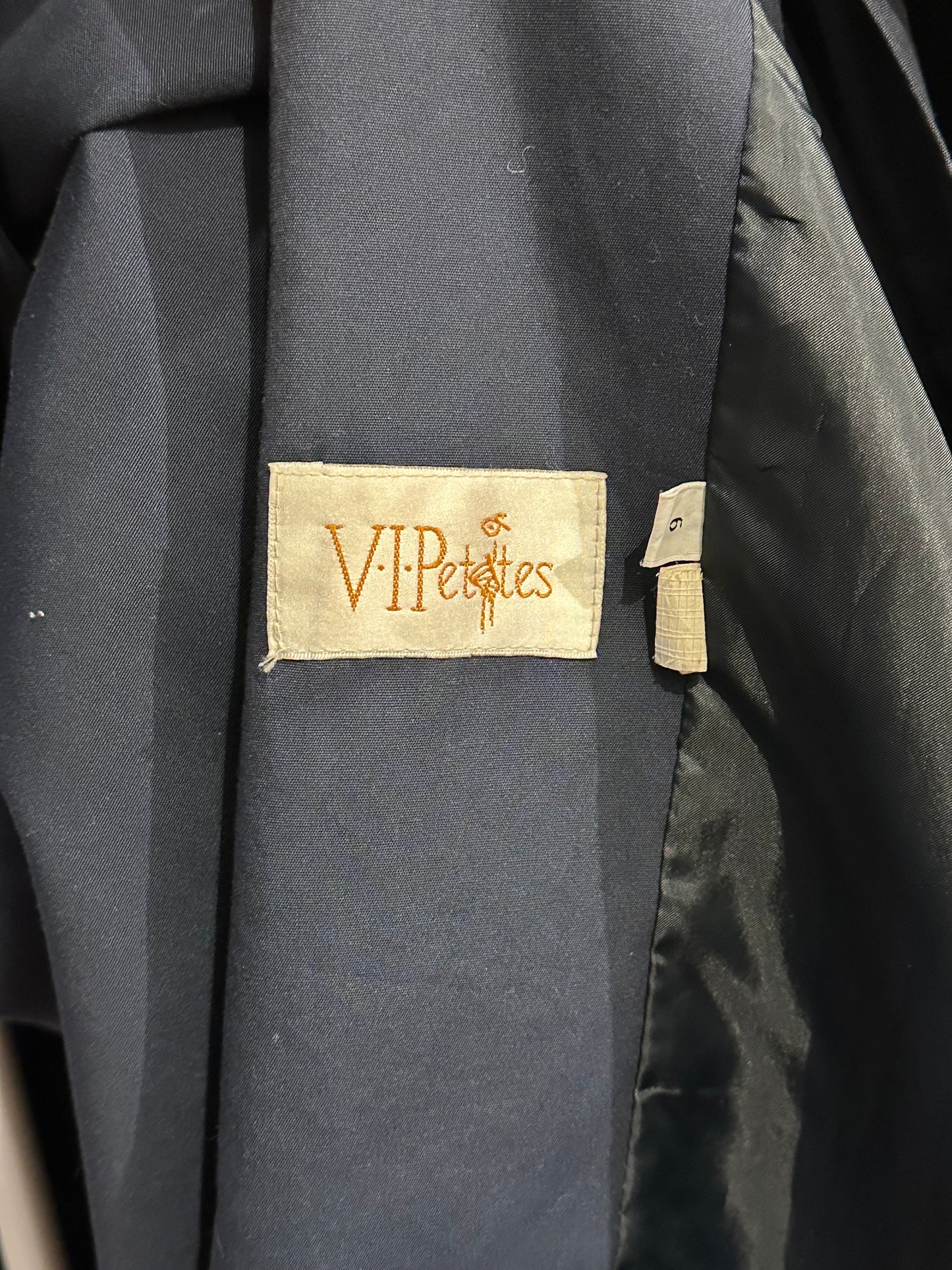 Y2k ‘VI Petites’ Navy Blue Trench Coat / Medium