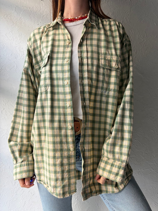 Y2k 'Gap' Green Plaid Preppy Normcore Academia Button Up Shirt / Large