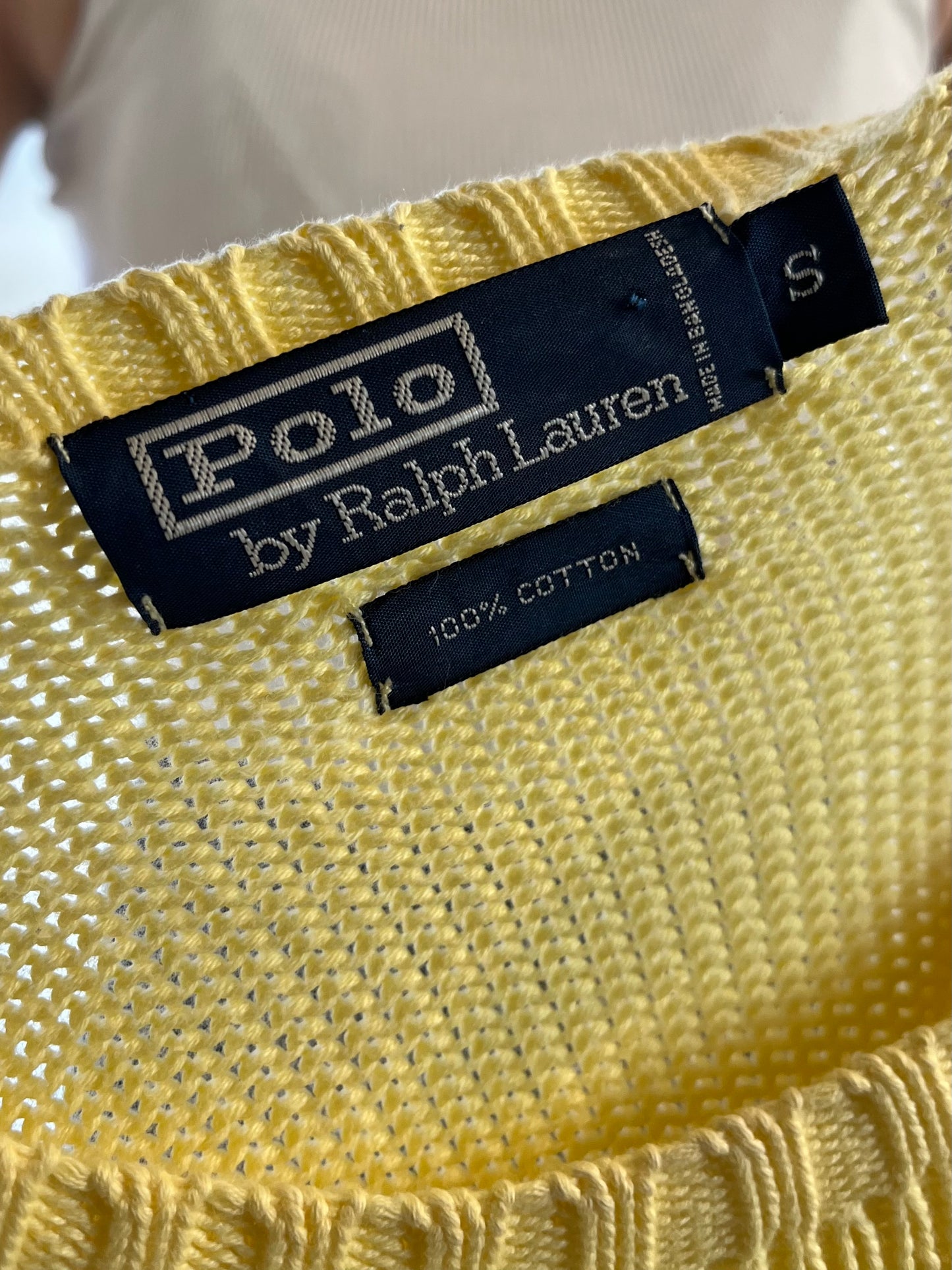 Y2K ‘Ralph Lauren’ Yellow Cotton Knit Sweater / Small