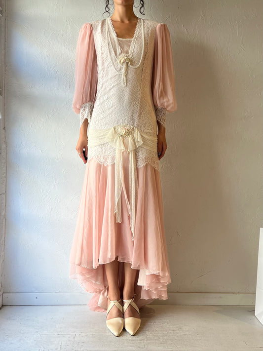 80s 'Susan Lane' Lacey Victorian Style Dress / Medium