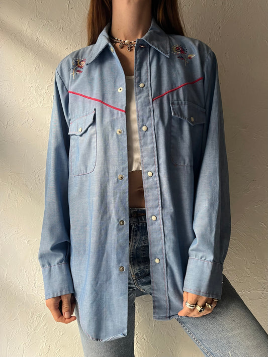 70s 'Buffalo Bill Embroidered Western Shirt / Medium