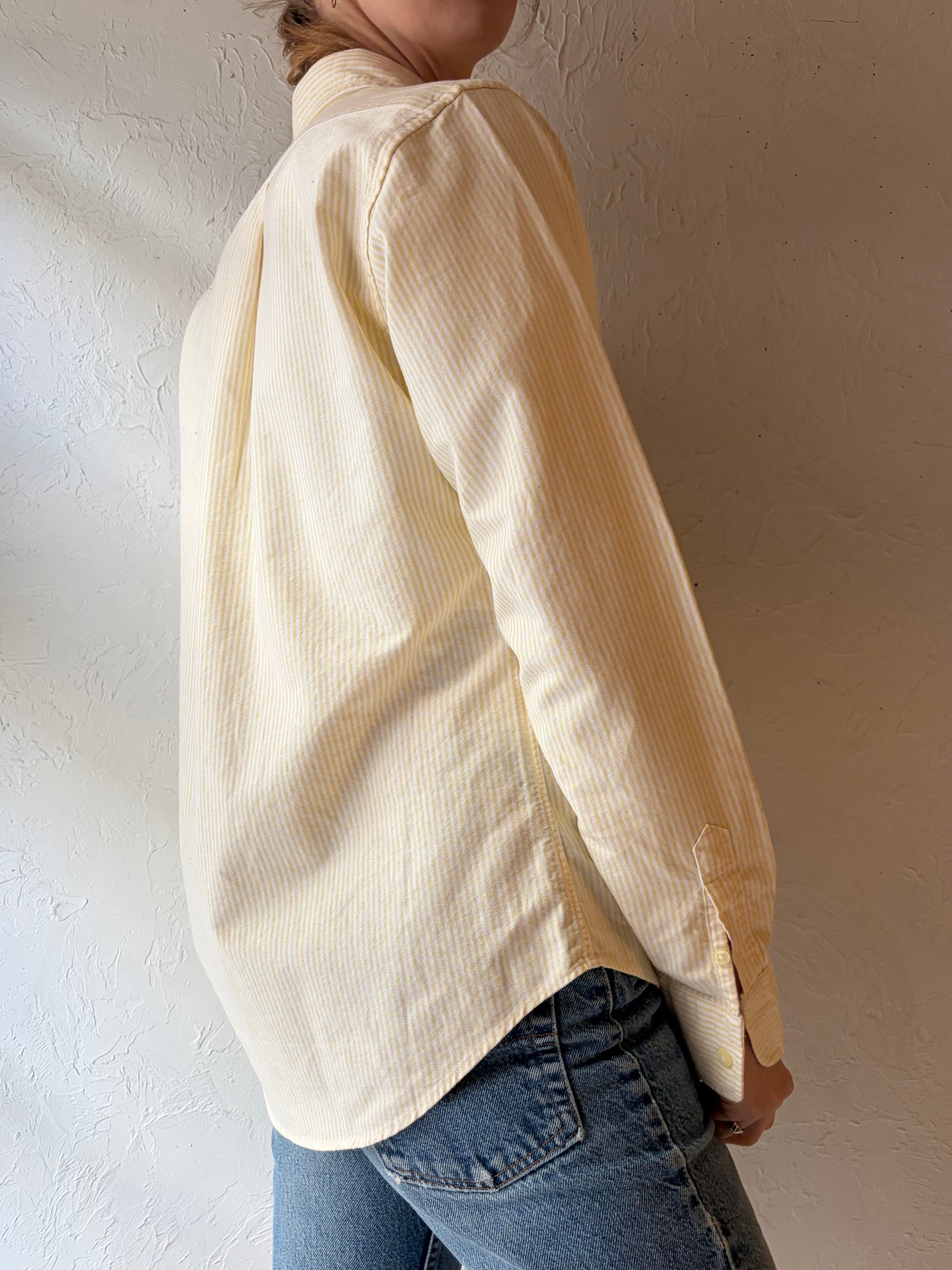 Y2k 'Ralph Lauren' Yellow Striped Button up Shirt / XS