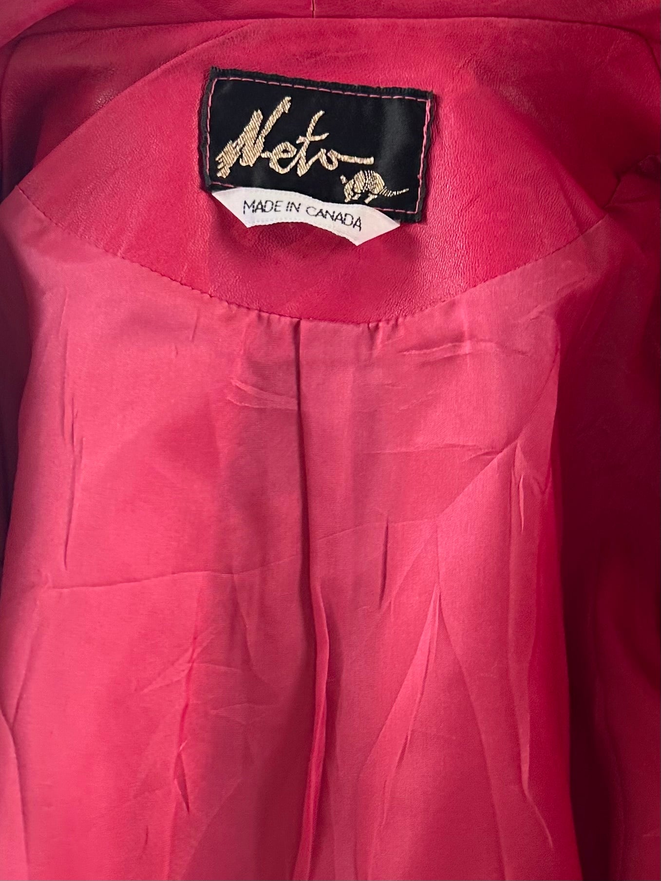 80s 'Neto' Pink Leather Jacket / Small