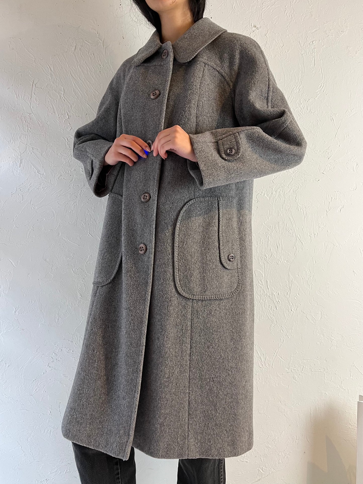 70s Union Made Gray Wool Coat / Medium