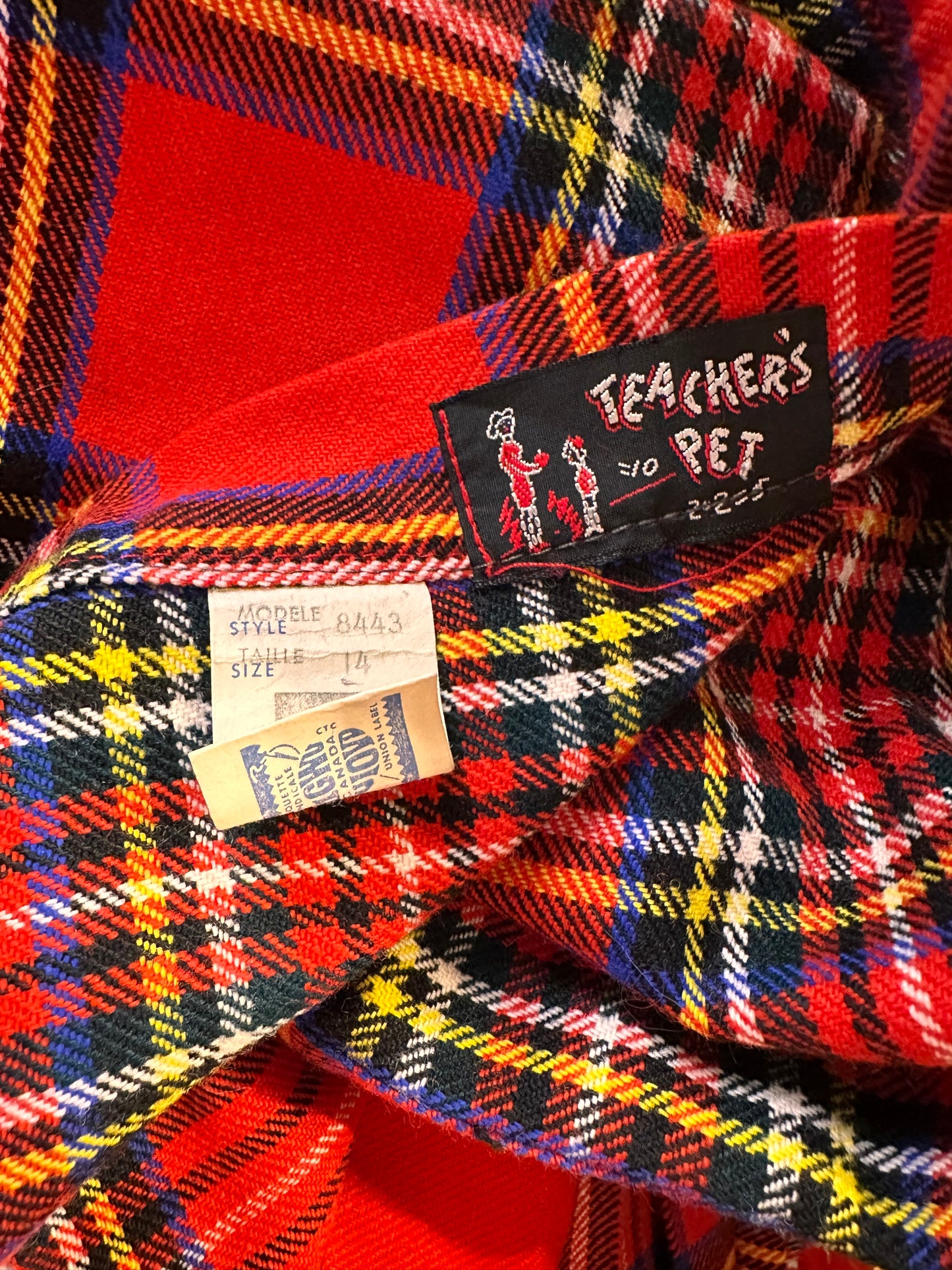 70s 'Teachers Pet' Red Plaid Pleated Mini Skirt / Union Made / Medium