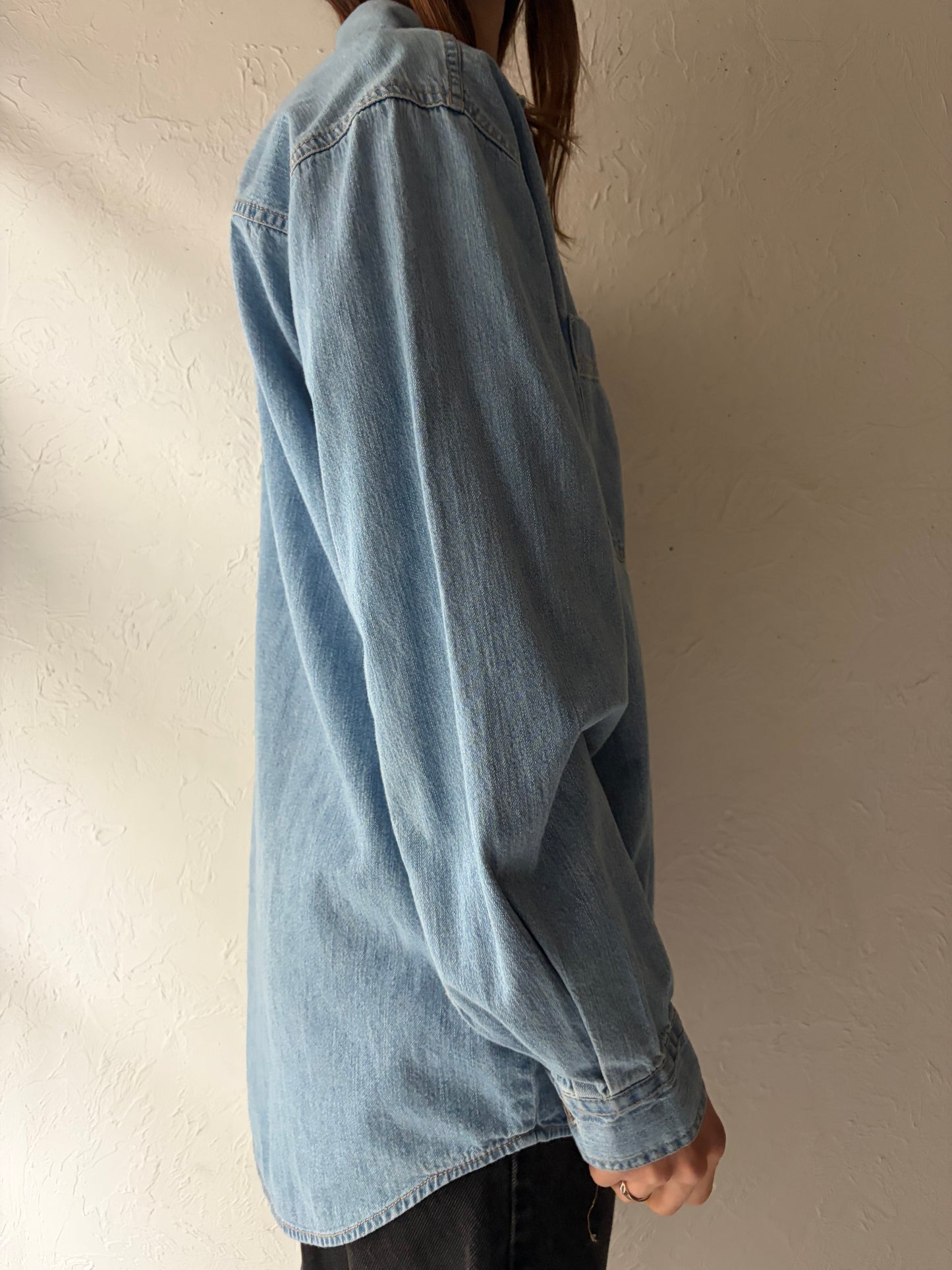 Y2k 'Levis' Light Denim Western Button Up Shirt / Vintage 2000s Cowboy Work Wear Shirt / Medium