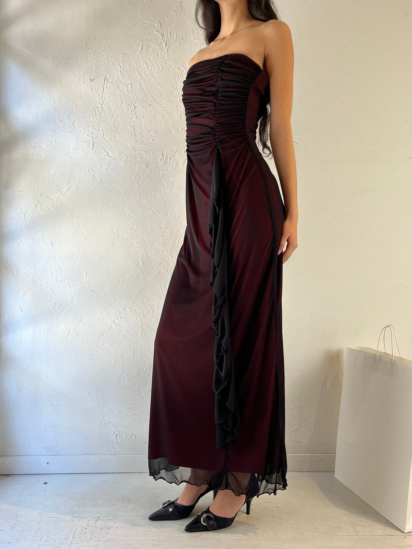 90s ‘Majora’ Strapless Formal Dress / Medium