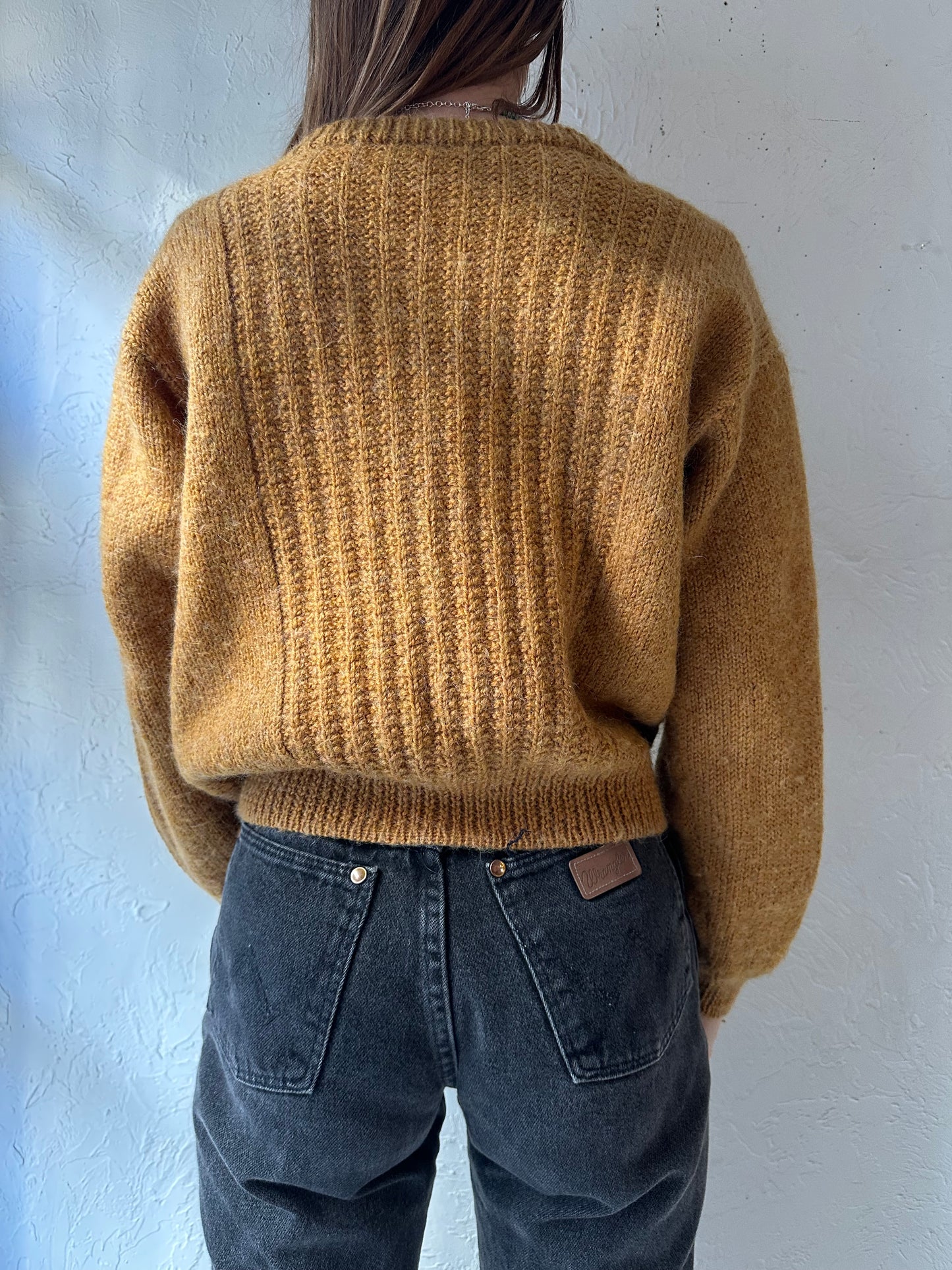 Vintage Handmade Brunt Orange Knit Cropped Sweater / Small