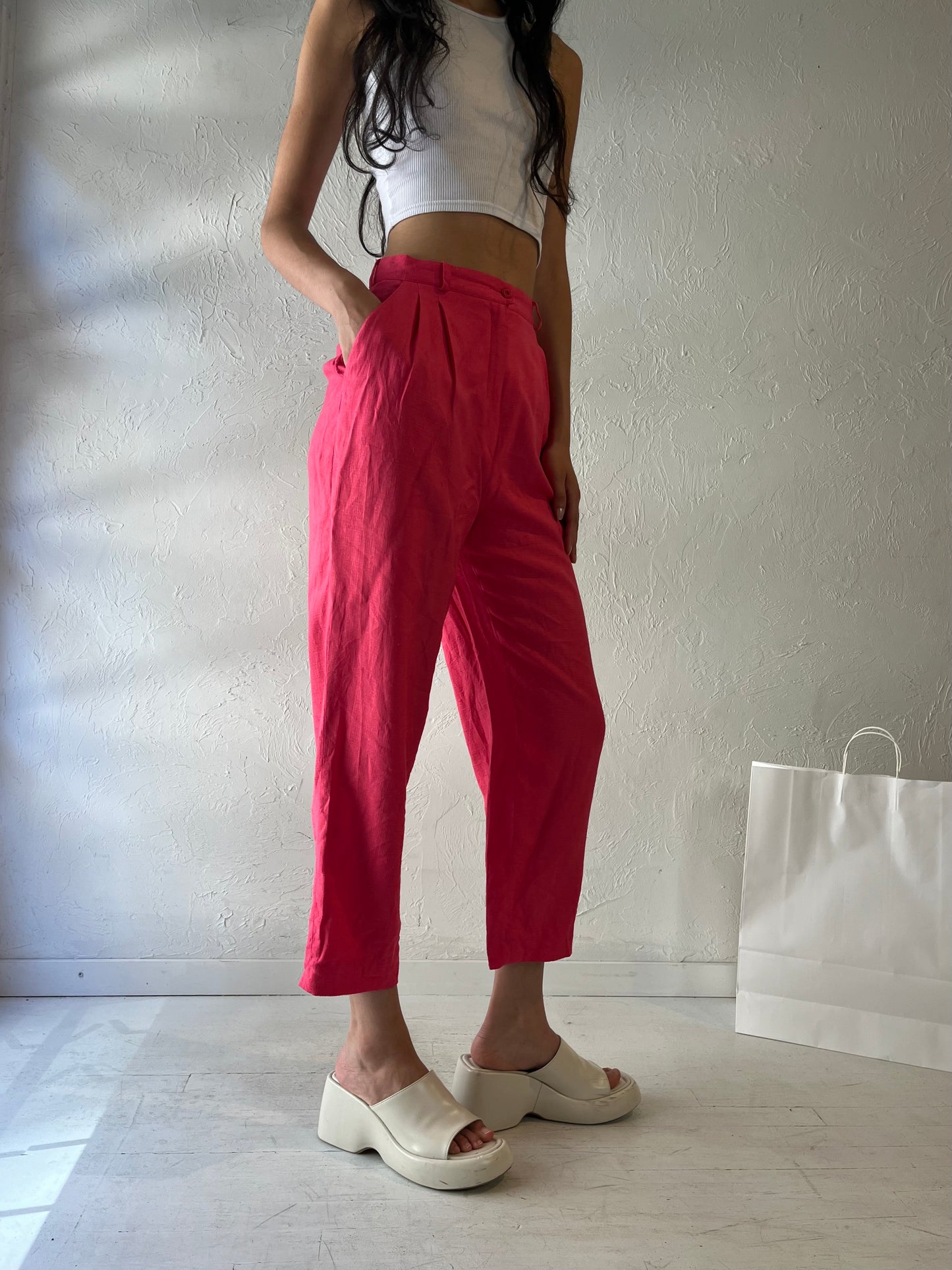 90s 'Florence Leurs' Barbie Pink Trousers / Small