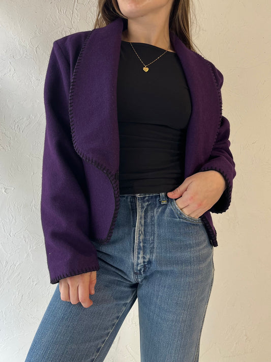 90s 'Midwest Garment' Purple Felt Western Jacket / Small