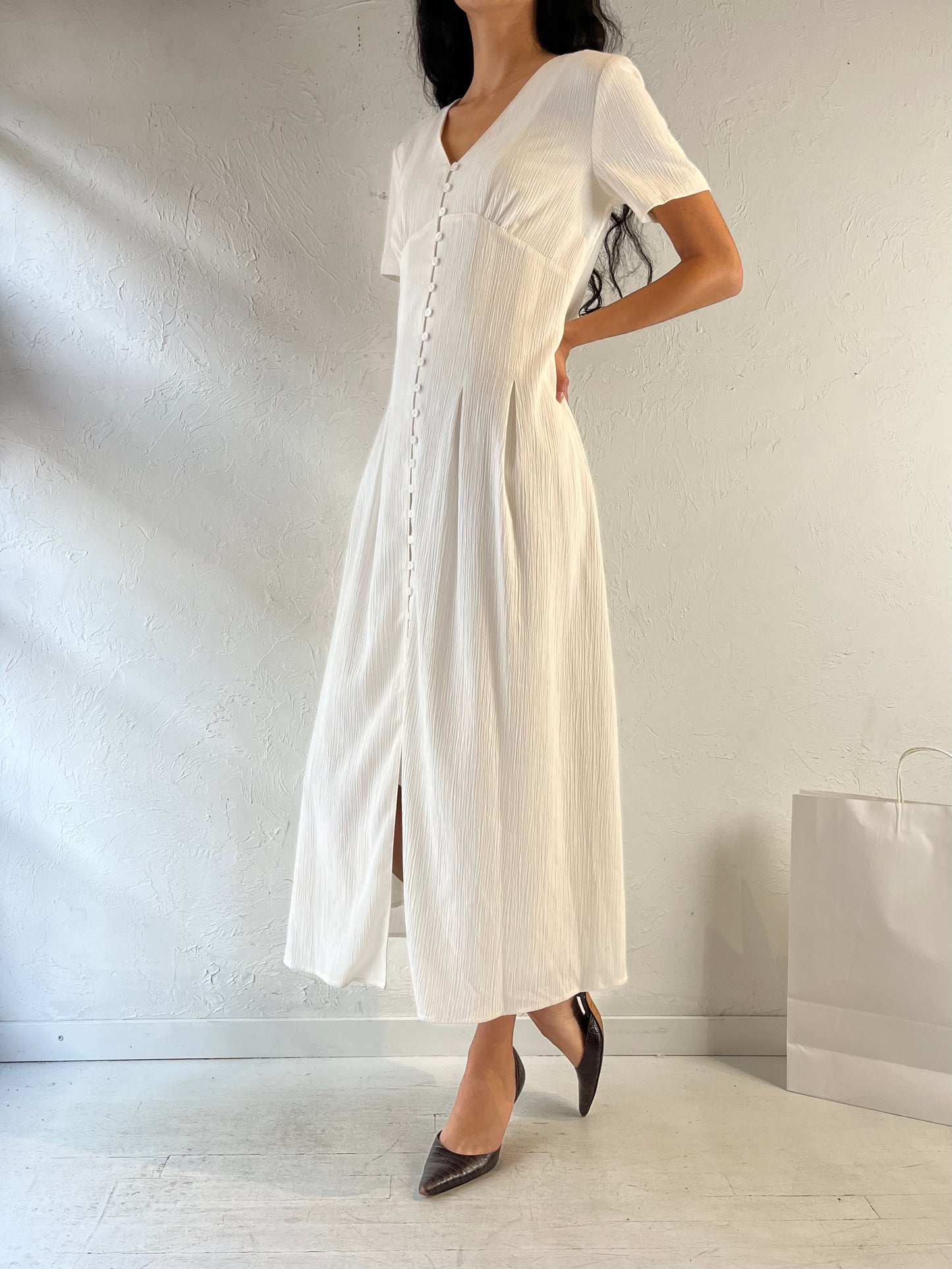 Vintage Y2K 'Together' White Midi Dress / Large