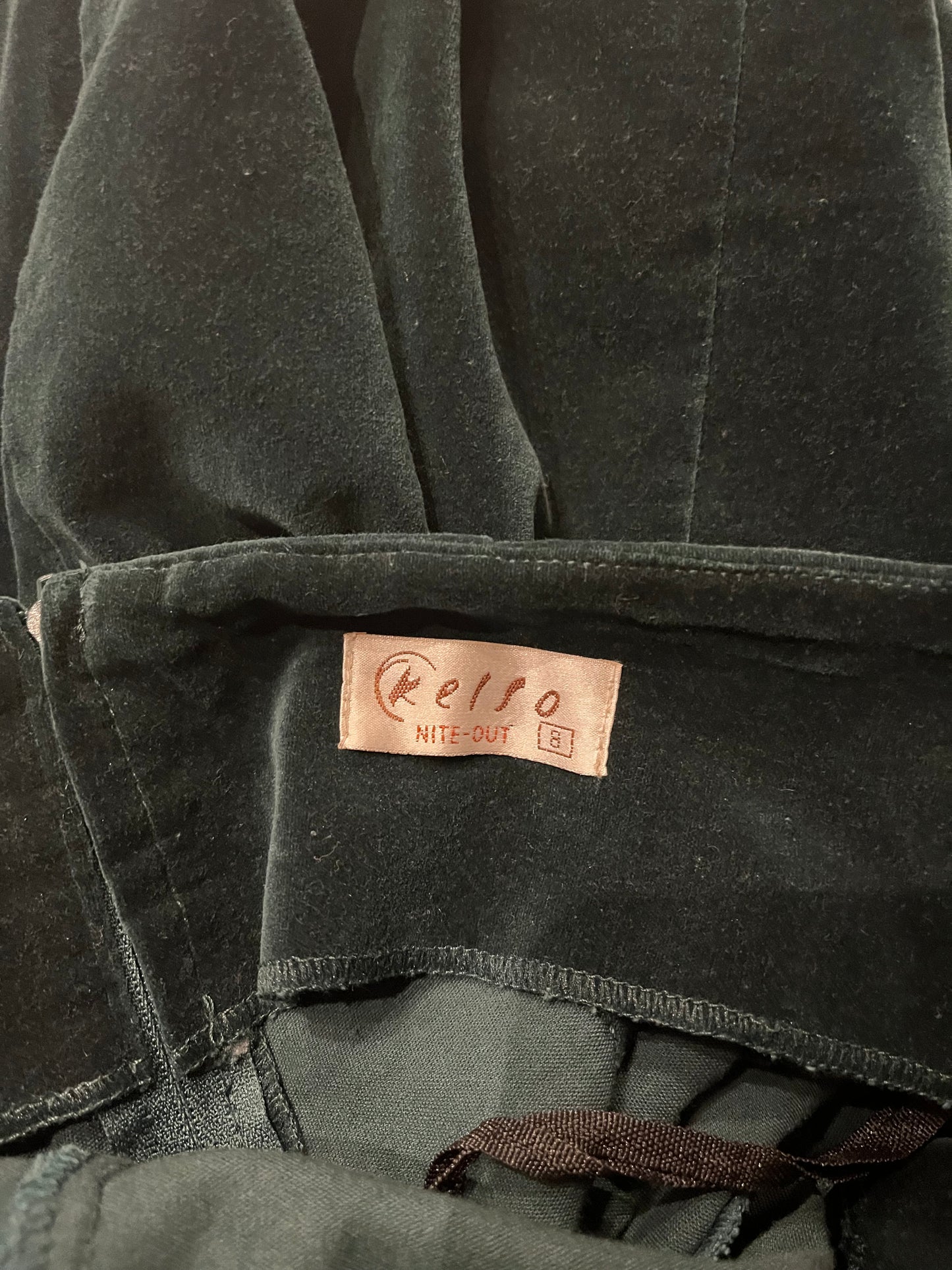 80s 'Kelso' Green Velvet Halter Midi Dress / Medium