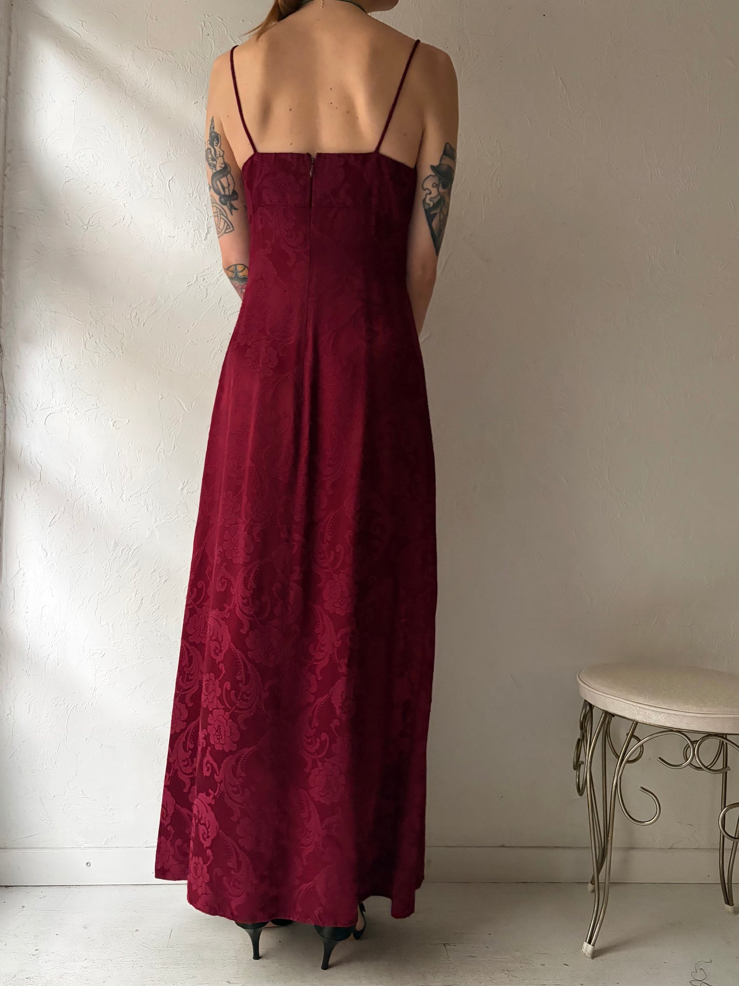 80s 'Up Beat' Burgundy Dress / Union Made / Small