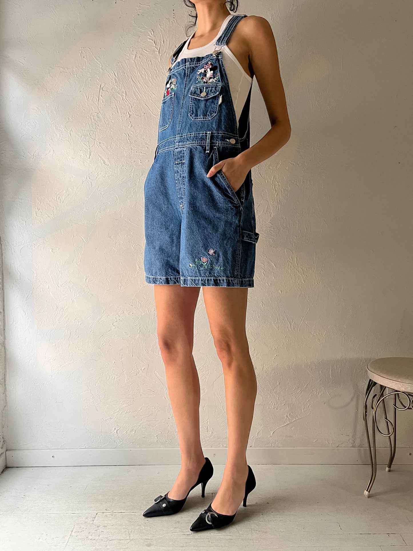 Y2k 'Disney' Embroidered Denim Overalls / Medium