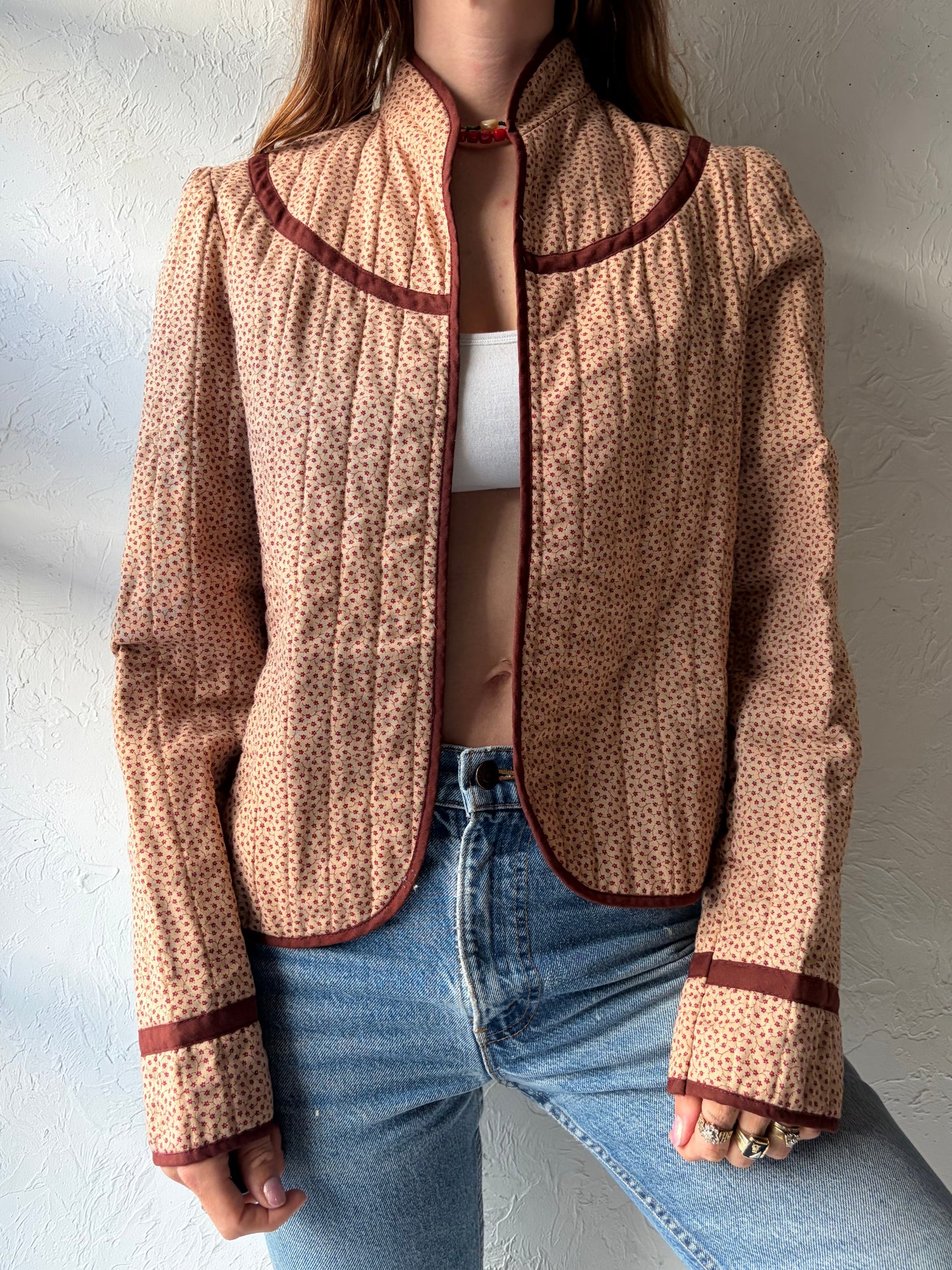 Vintage 'Talls by Robert' Quilted Floral Jacket / Small