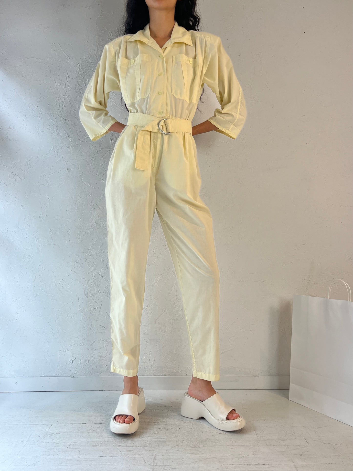 Vintage 'E'Tiole' Cream Jumpsuit / Small