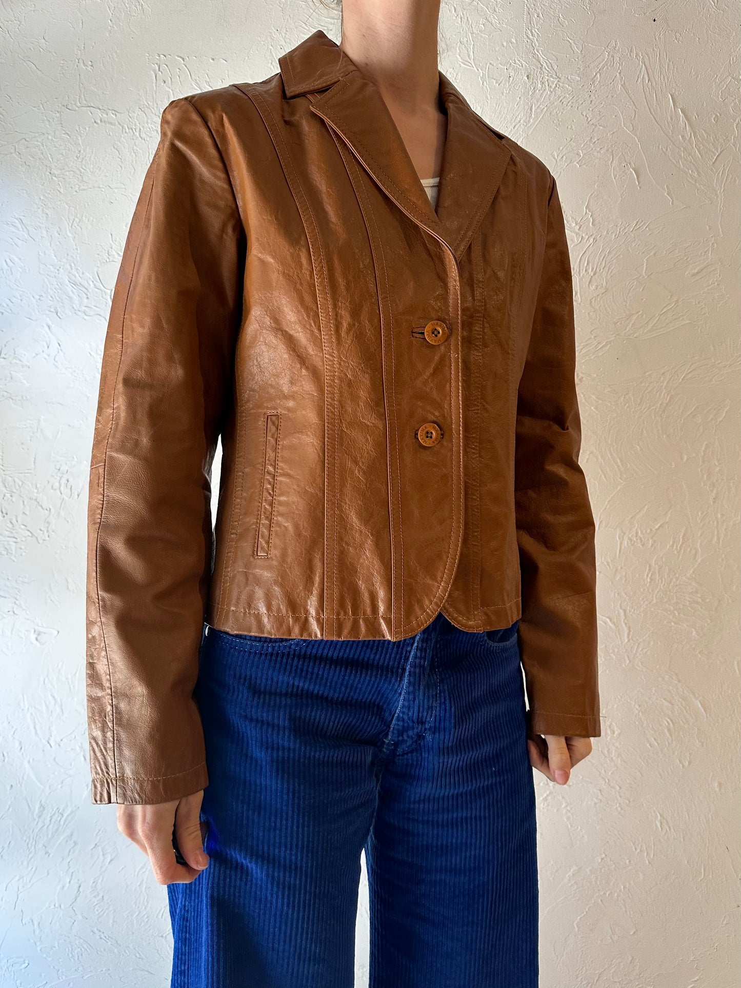Y2k 'Wilsons' Brown Leather Jacket / Medium