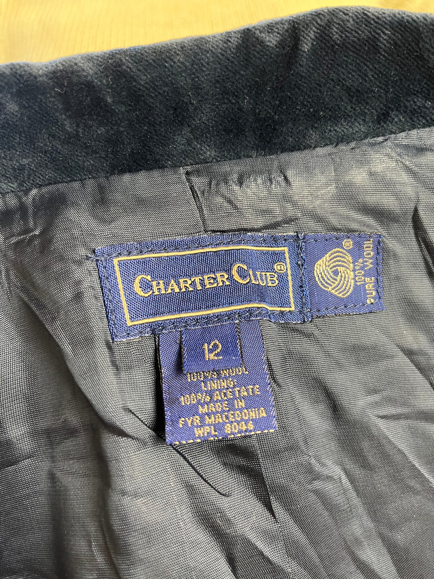 90s Y2K ‘Charter Club’ Navy Blue Wool Blazer / Medium