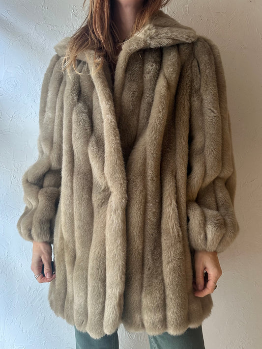 90s 'Jordache' Faux Fur Jacket / Medium - Large