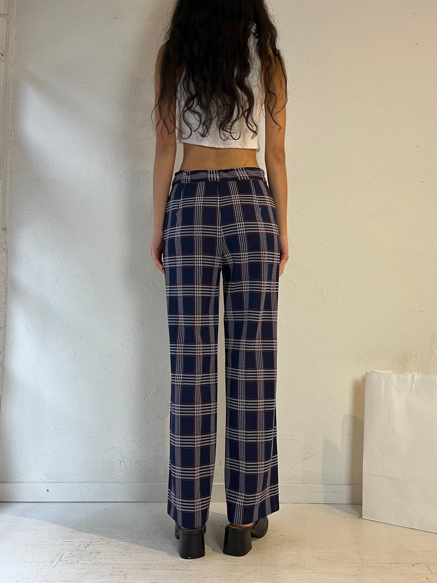 70s ‘Jack Winter’ Polyester Plaid Pants / Medium