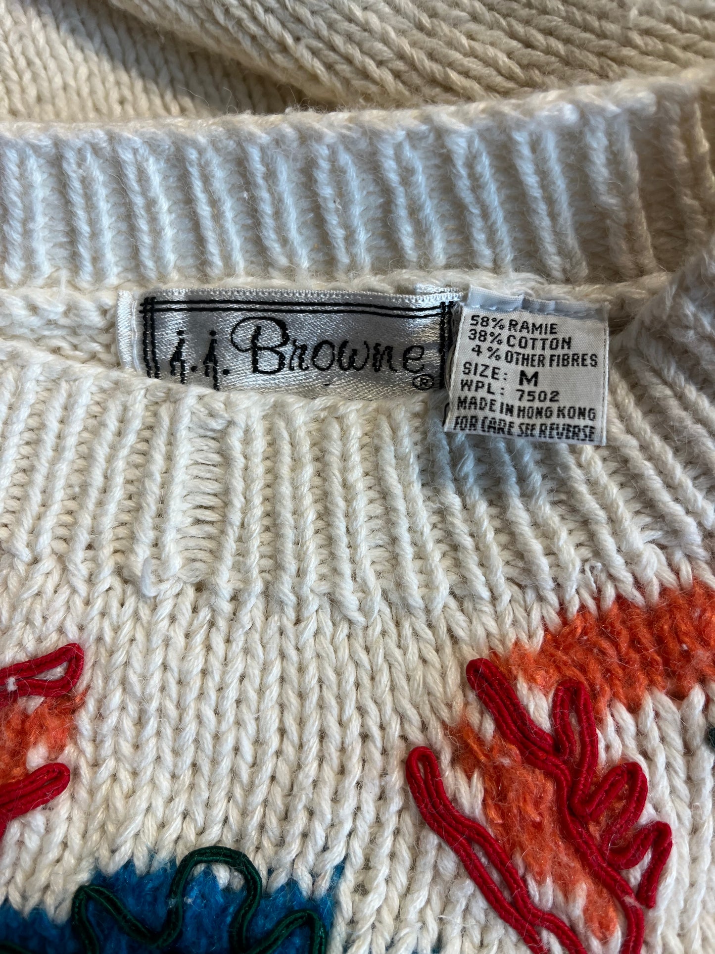 90s ‘JJ Brown’ Cropped Knit Sweater / Medium