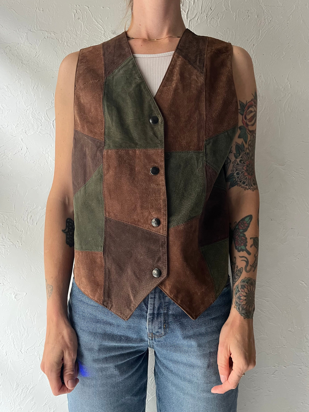 90s 'Bagatelle' Patchwork Suede Vest / Small