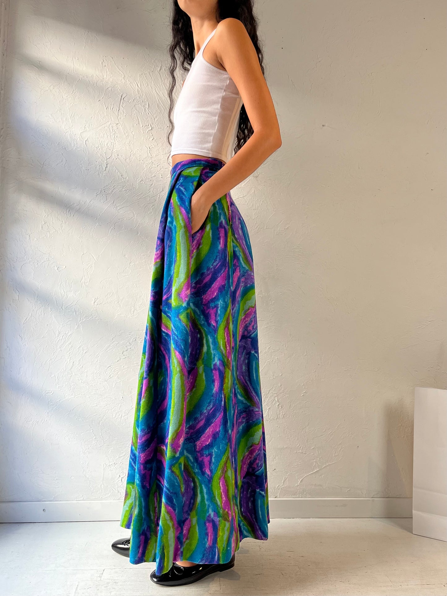 70s 'Malbe' Colorful Maxi Skirt / XS