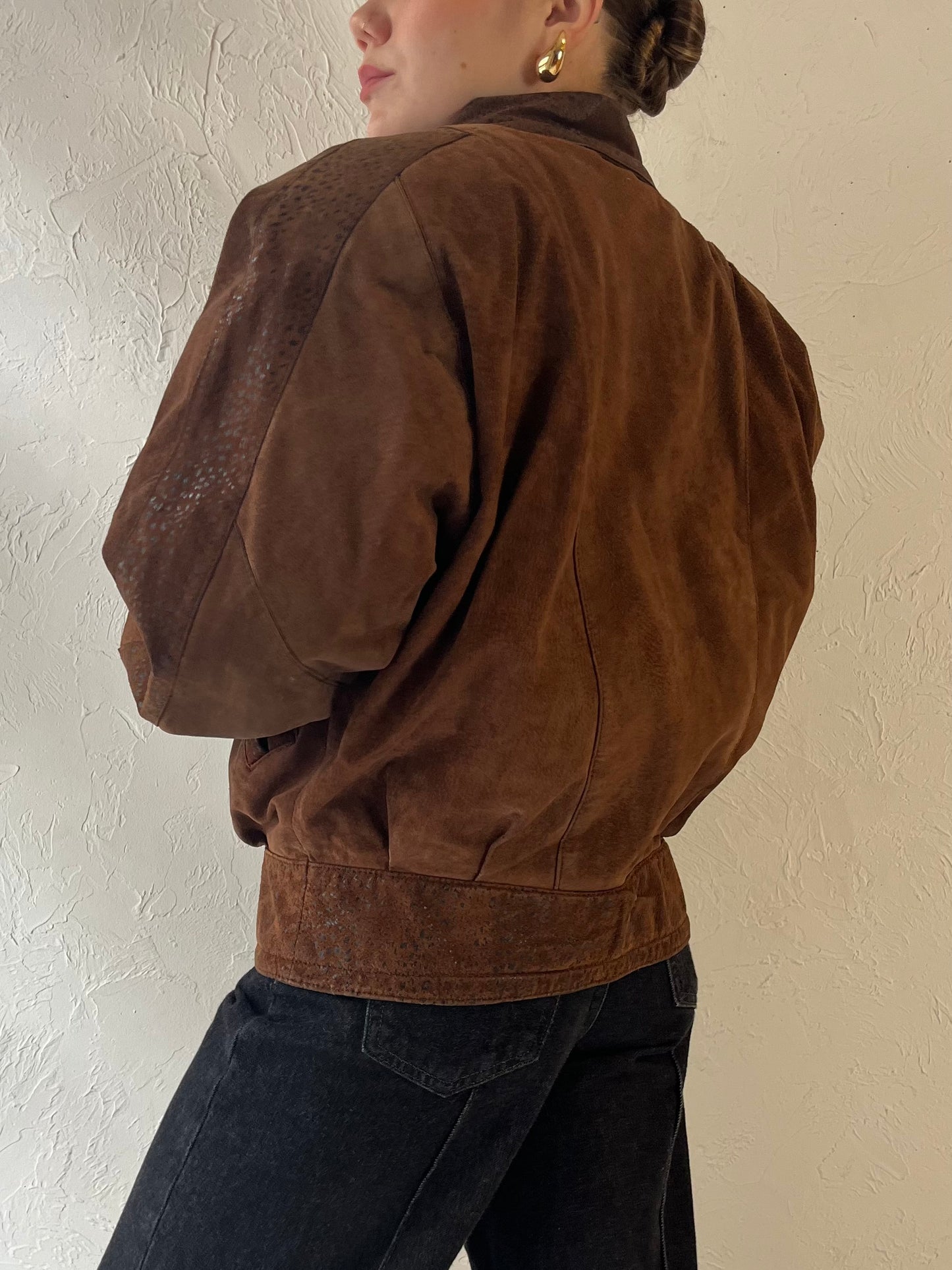 90s 'Byrnes & Baker' Brown Suede Leather Jacket / S