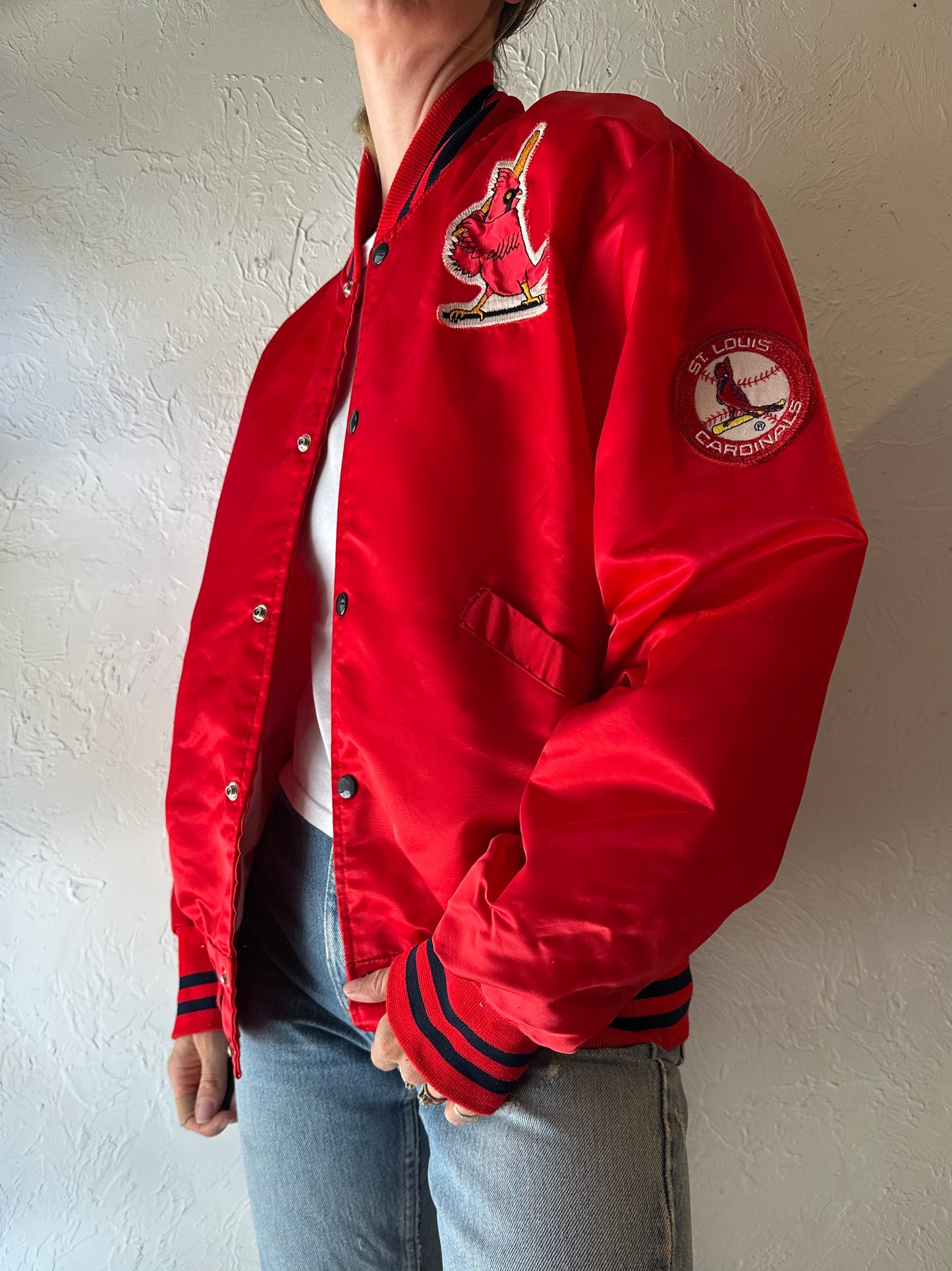 90s ‘Cardinals’ Red Bomber Jacket / Large