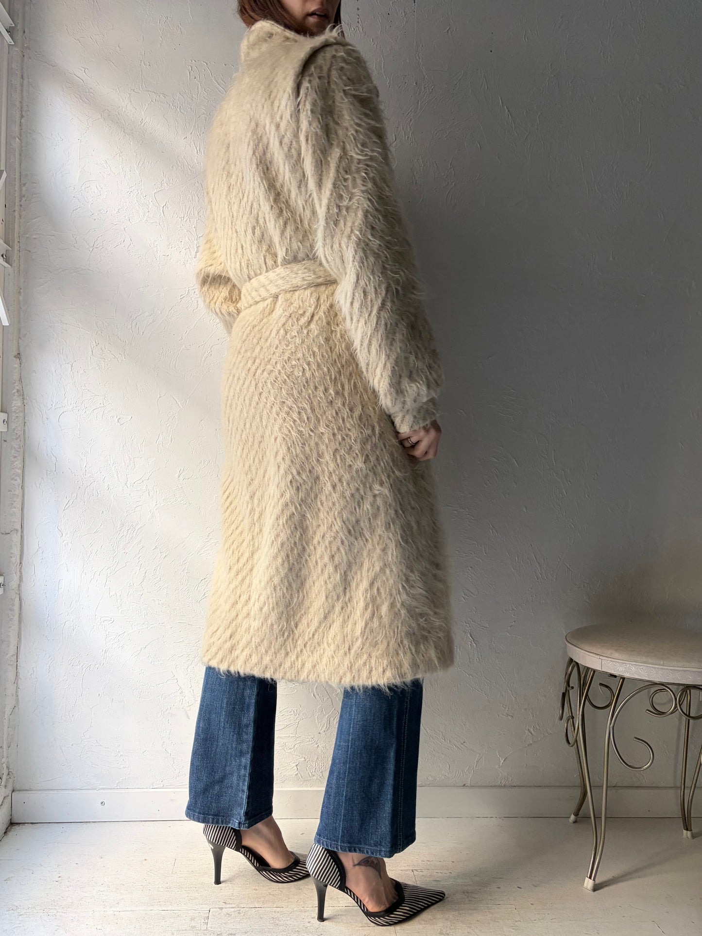 80s 'Electre' Fuzzy Knit Coat / Medium