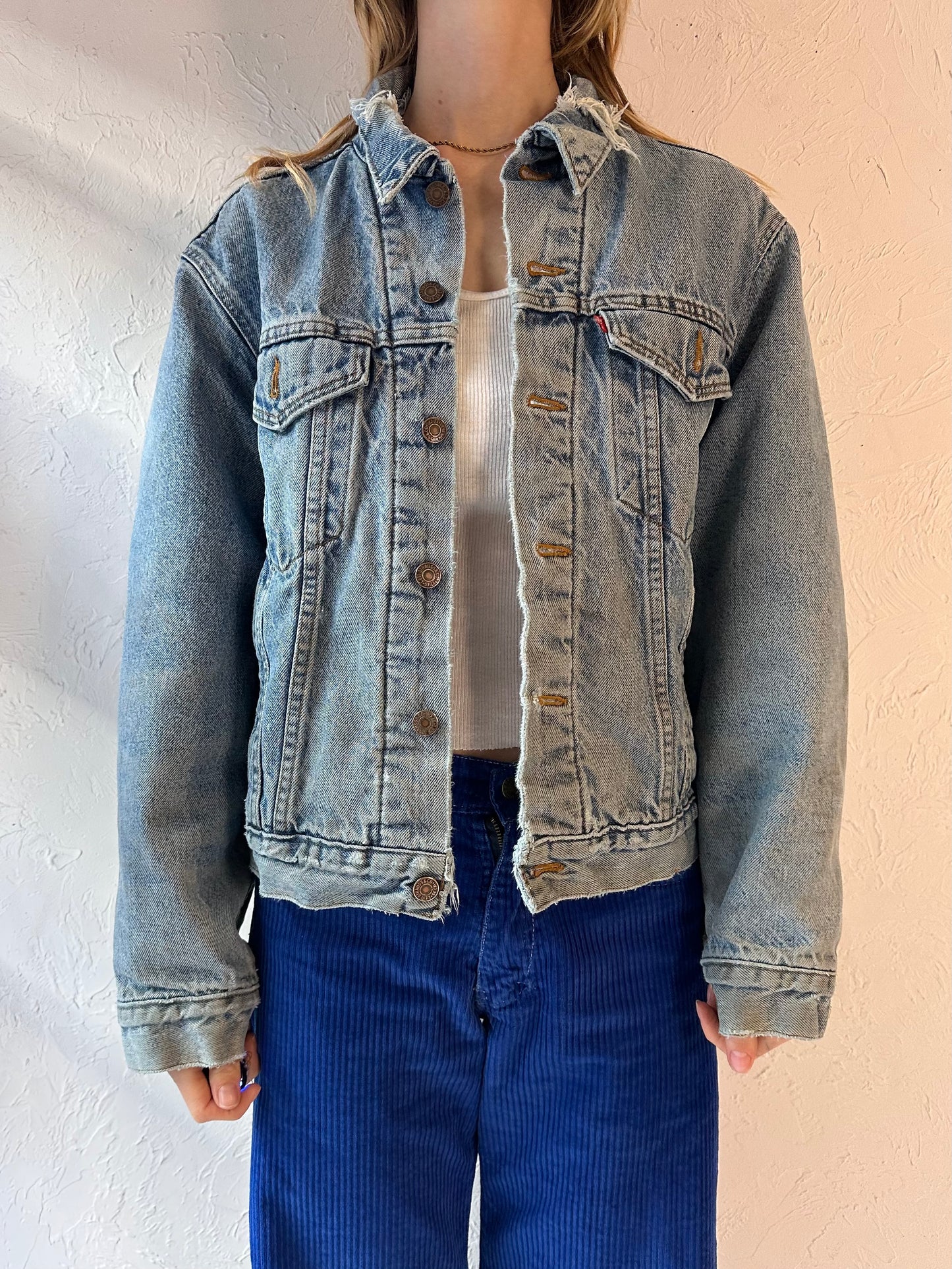 90s 'Levis' Thrashed Blanket Lined Denim Jacket / Small