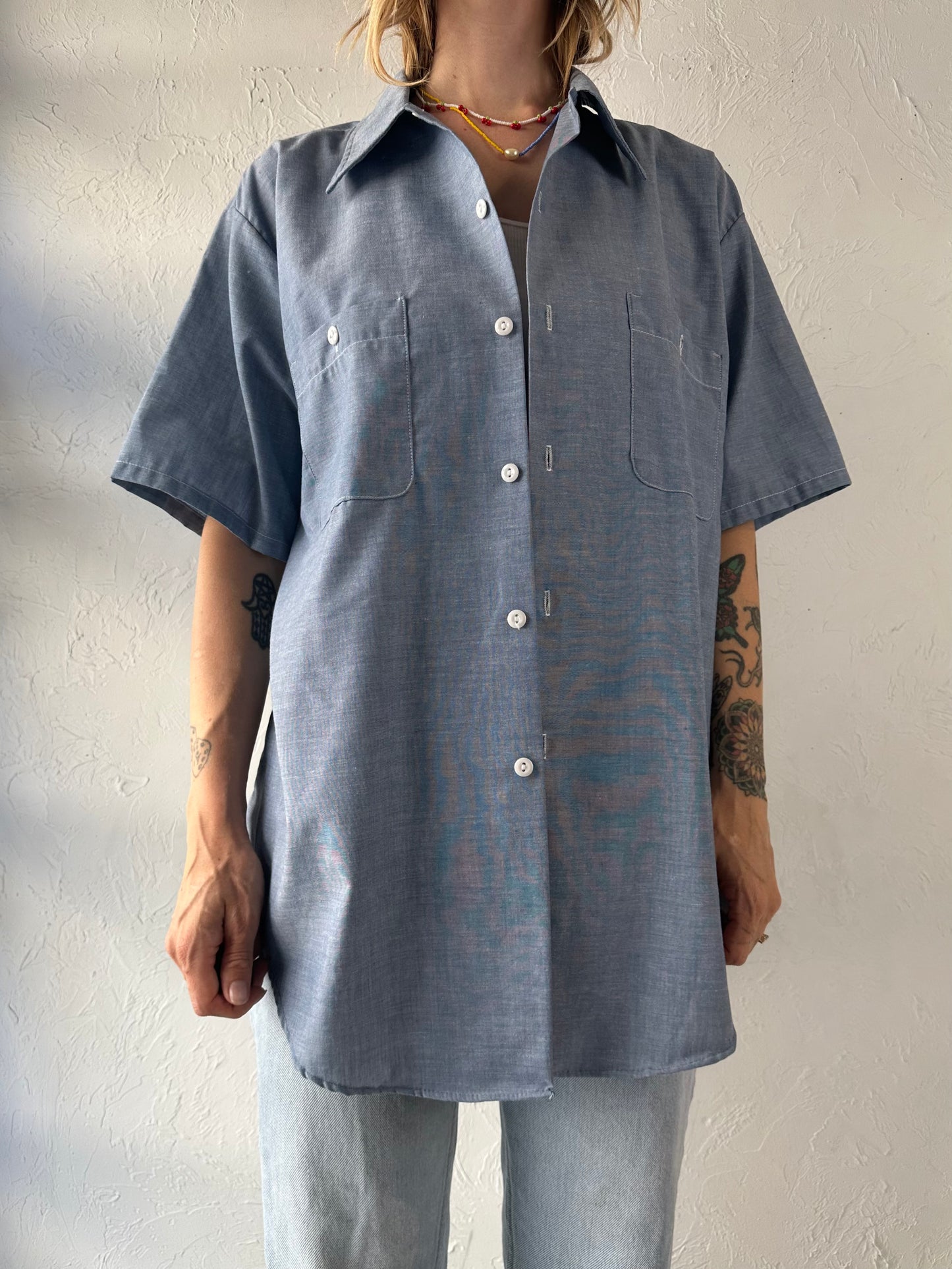 70s 'Big Mac' Embroidered Short Sleeve Button Up Shirt / Large