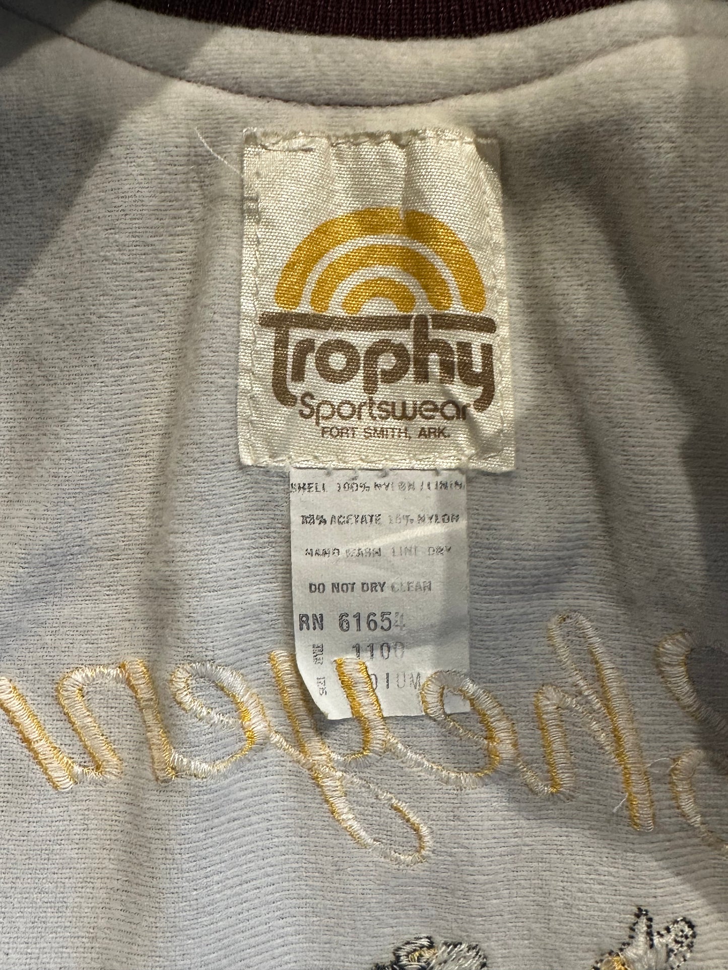 80s 'Trophy' Burgundy Nylon Bomber / Small