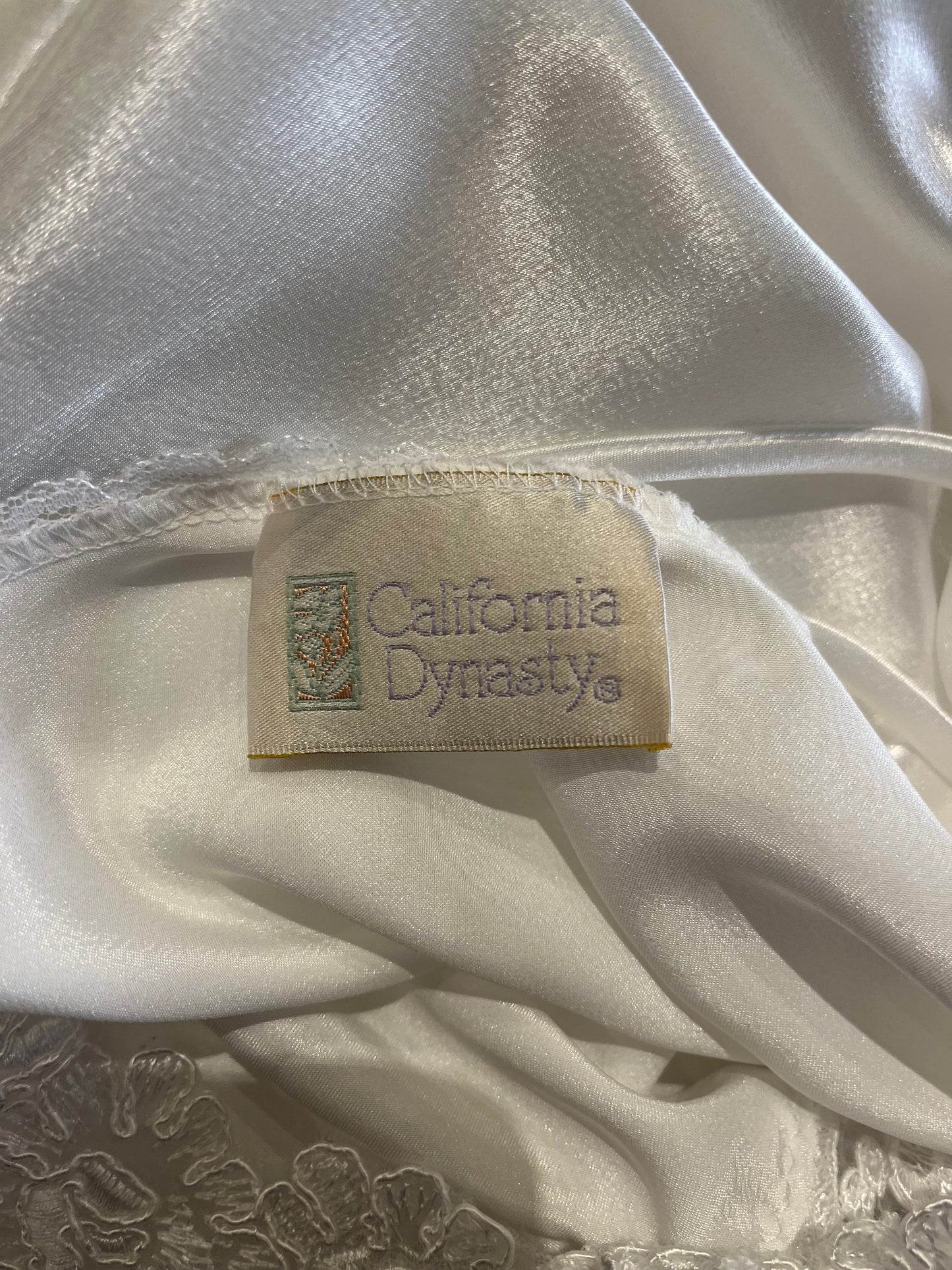 90s 'California Dynasty' Silky White Slip Dress / Medium