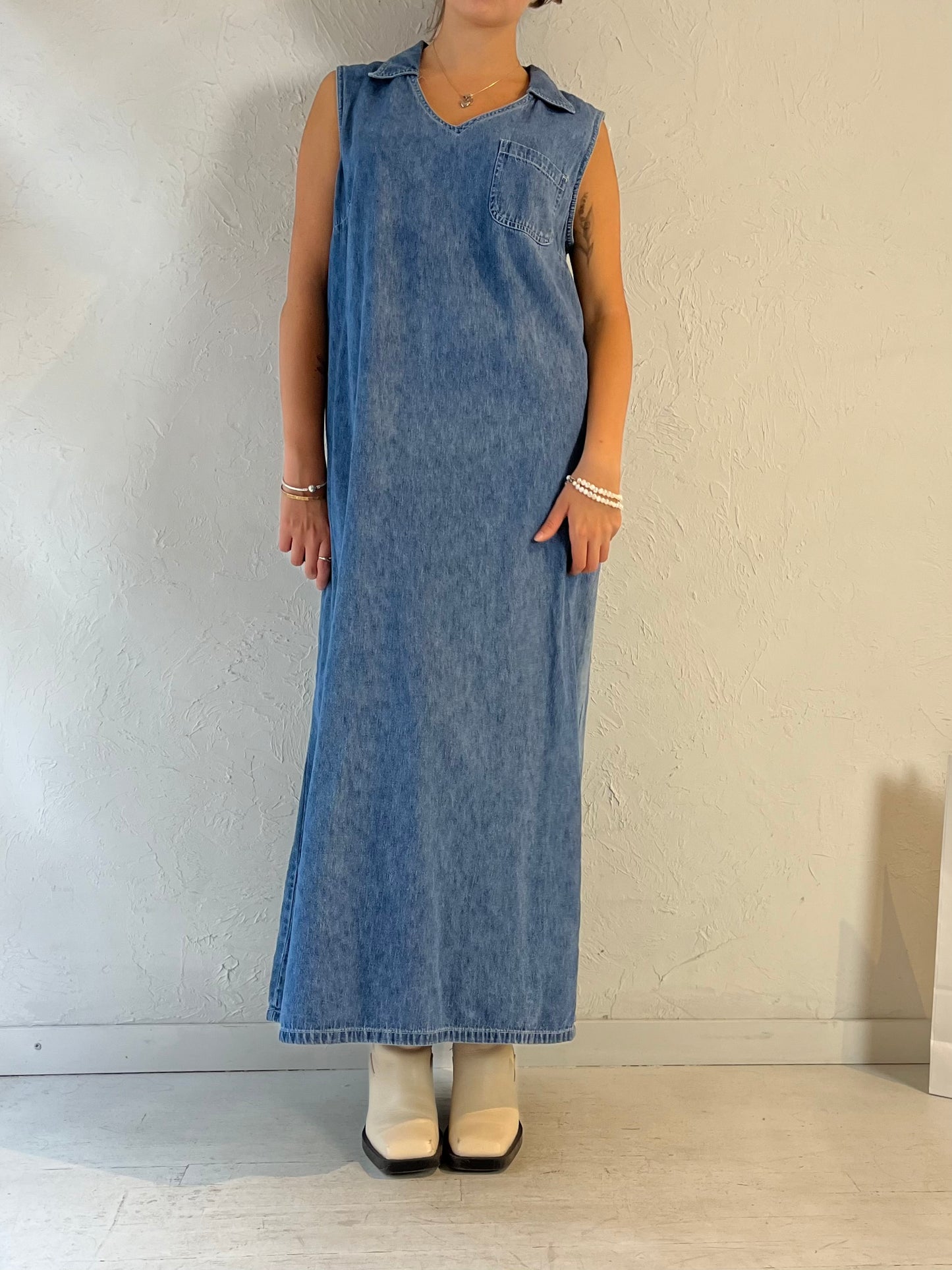 Y2k 'Faded Glory' Denim Maxi Dress / XL