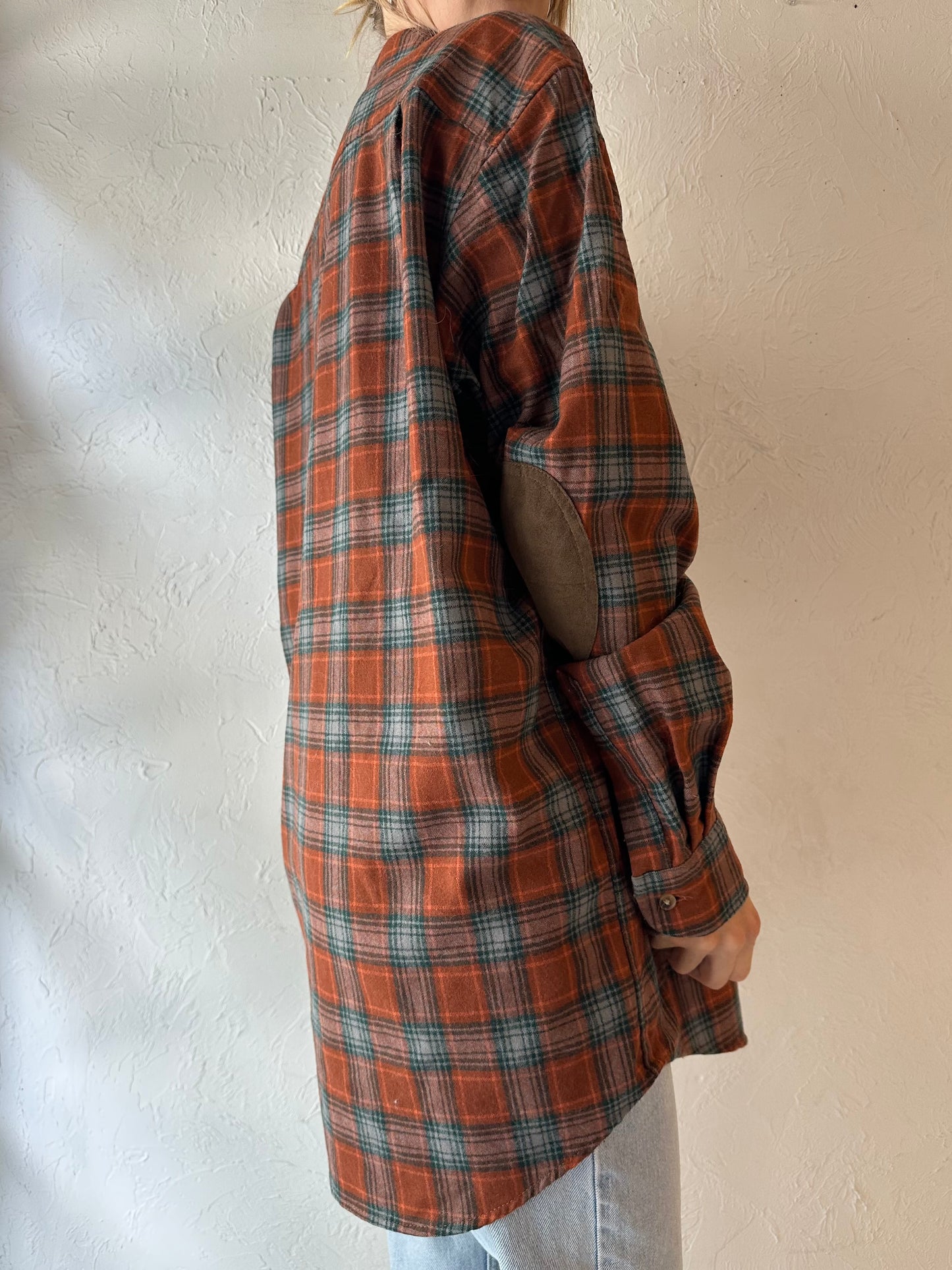 Y2k 'Pendleton' Orange Plaid Wool Shirt / Large