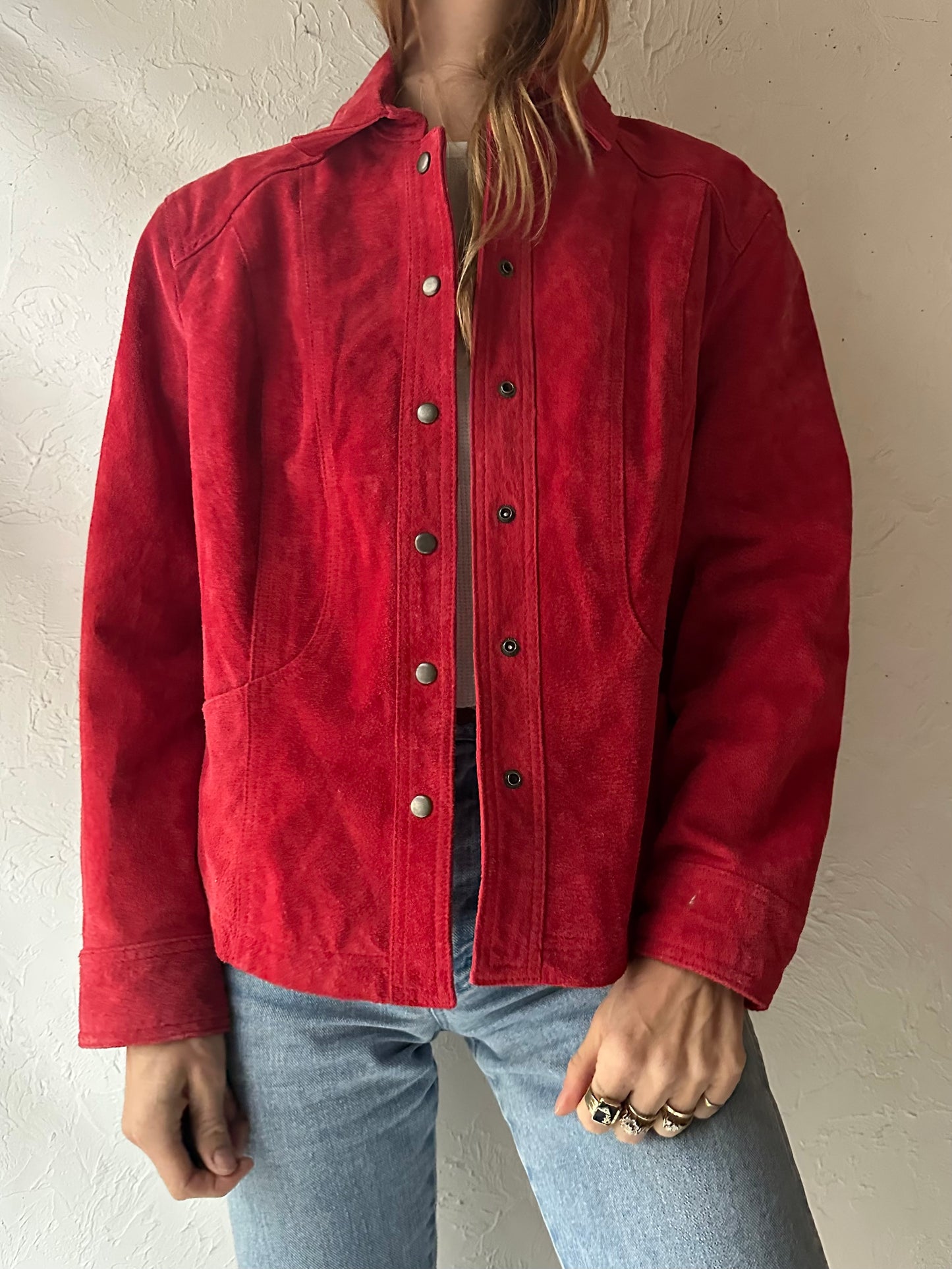 Y2k 'Coldwater Creek' Red Suede Jacket / Large
