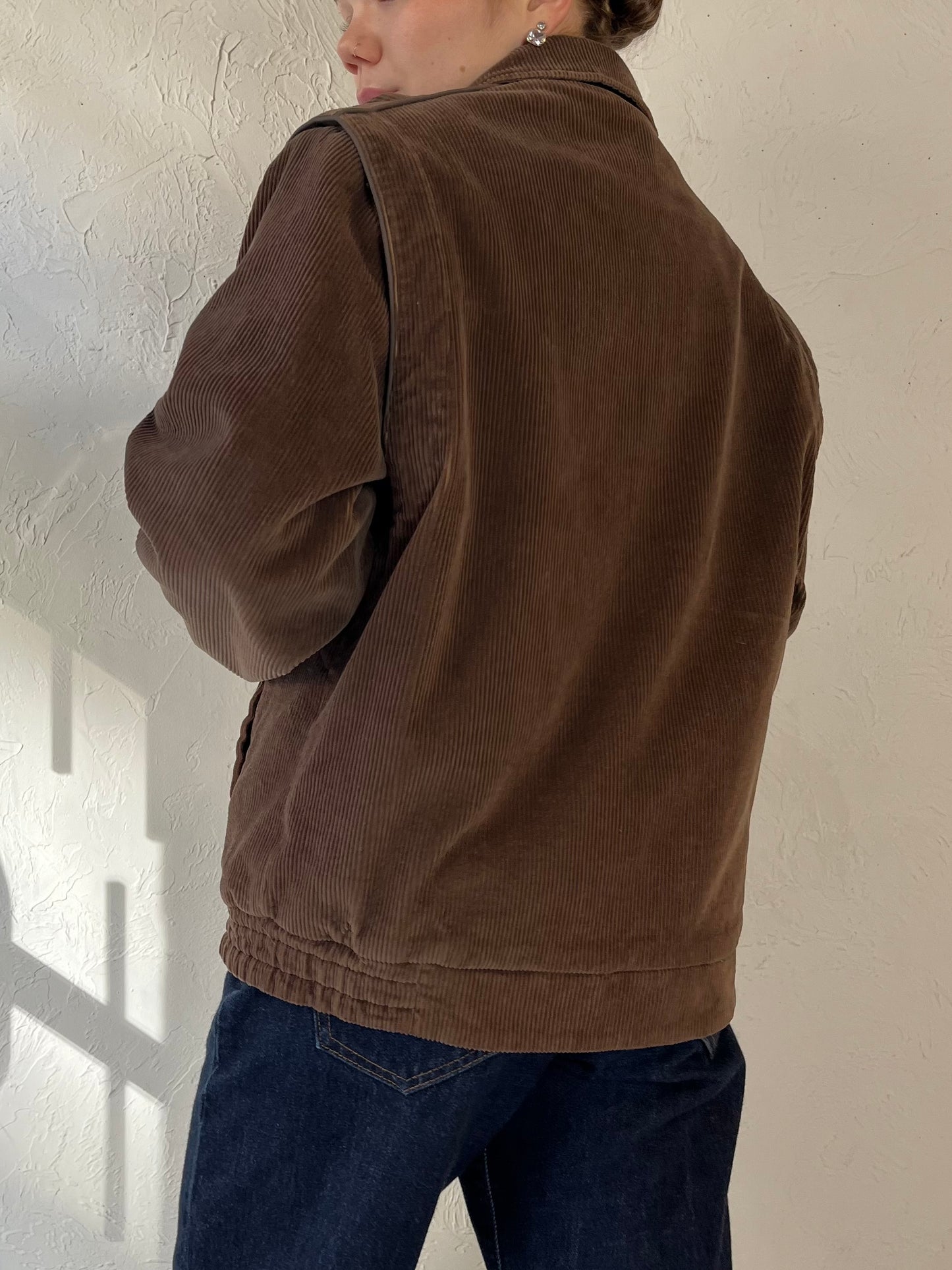 90s ‘Sport Crest’ Brown Corduroy Reversible Bomber / Medium