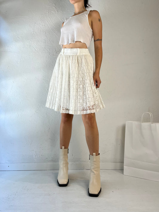 Vintage White Lace A Line Skirt / Small