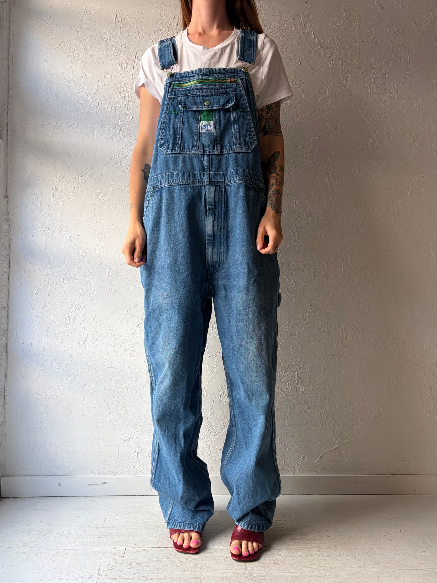 Y2k 'Liberty' Workwear Denim Overalls / XL