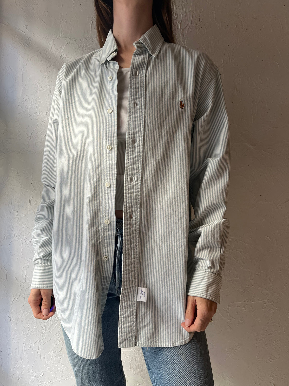 Vintage 'Ralph Lauren' Striped Thick Cotton Button Up Shirt / Medium