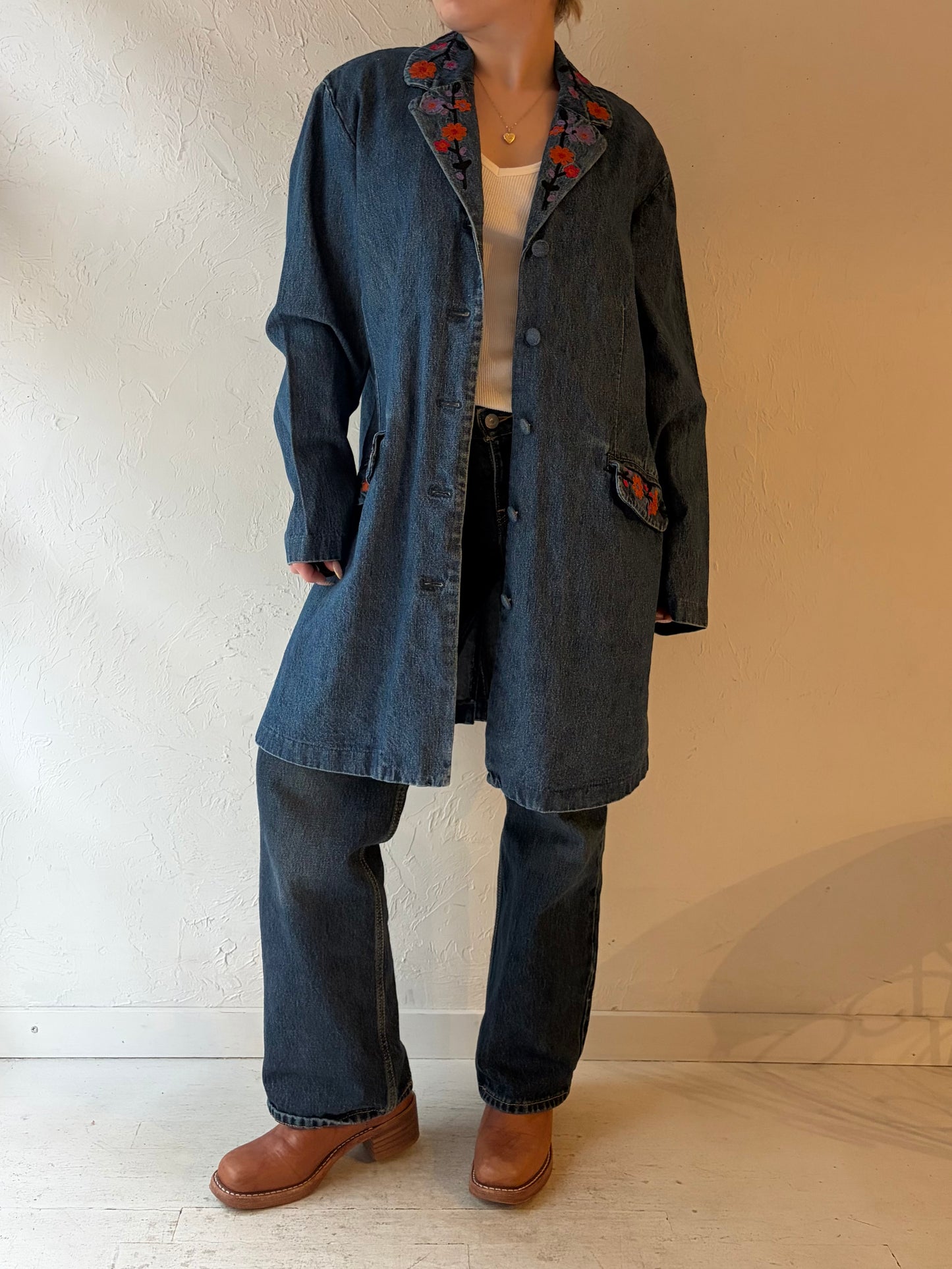 Y2k 'Cold Water Creek' Denim Embroidered Jacket / Medium