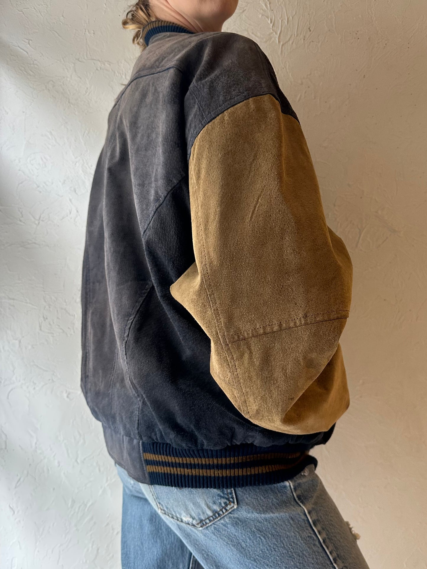90s ‘Dunbrook’ Suede Bomber Jacket / XL