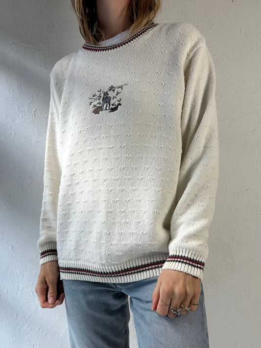 90s ‘Northern Reflections’ White Crew Neck Sweater / small