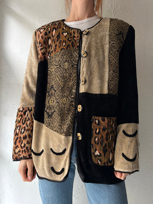 90s 'Indigo Moon' Tapestry Jacket / XL